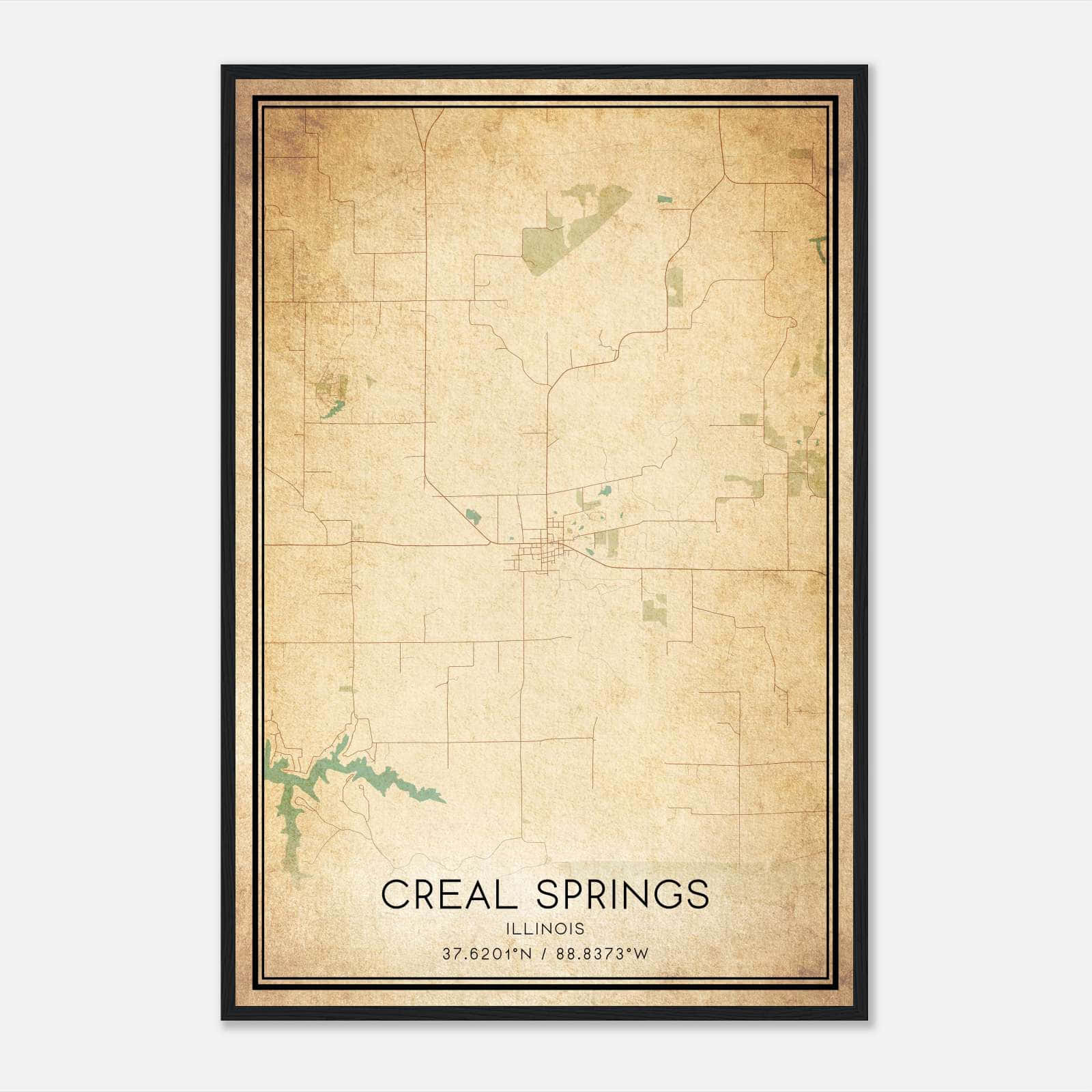 Vintage Creal Springs Illinois Map Poster, Creal Springs IL City Road Wall Art Print Vintage Creal Springs Illinois Map Poster, Creal Springs IL City Road Wall Art Print