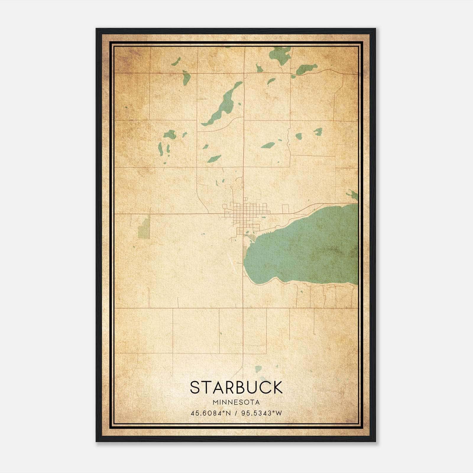 Vintage Starbuck Minnesota Map Poster, Starbuck MN City Road Wall Art Print Vintage Starbuck Minnesota Map Poster, Starbuck MN City Road Wall Art Print