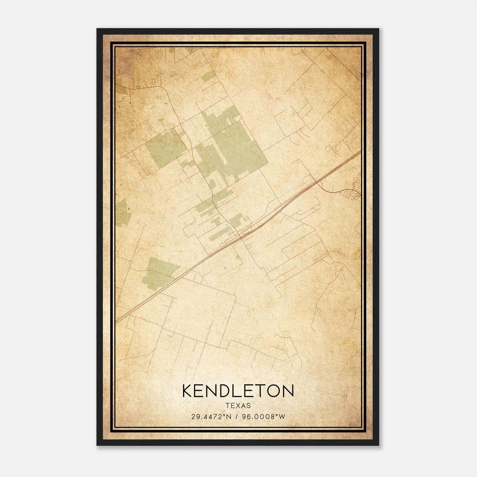 Vintage Kendleton Texas Map Poster, Kendleton TX City Road Wall Art Print Vintage Kendleton Texas Map Poster, Kendleton TX City Road Wall Art Print