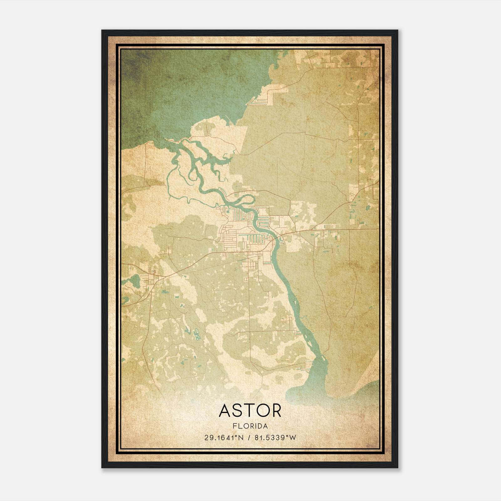 Vintage Astor Florida Map Poster, Astor FL City Road Wall Art Print Vintage Astor Florida Map Poster, Astor FL City Road Wall Art Print