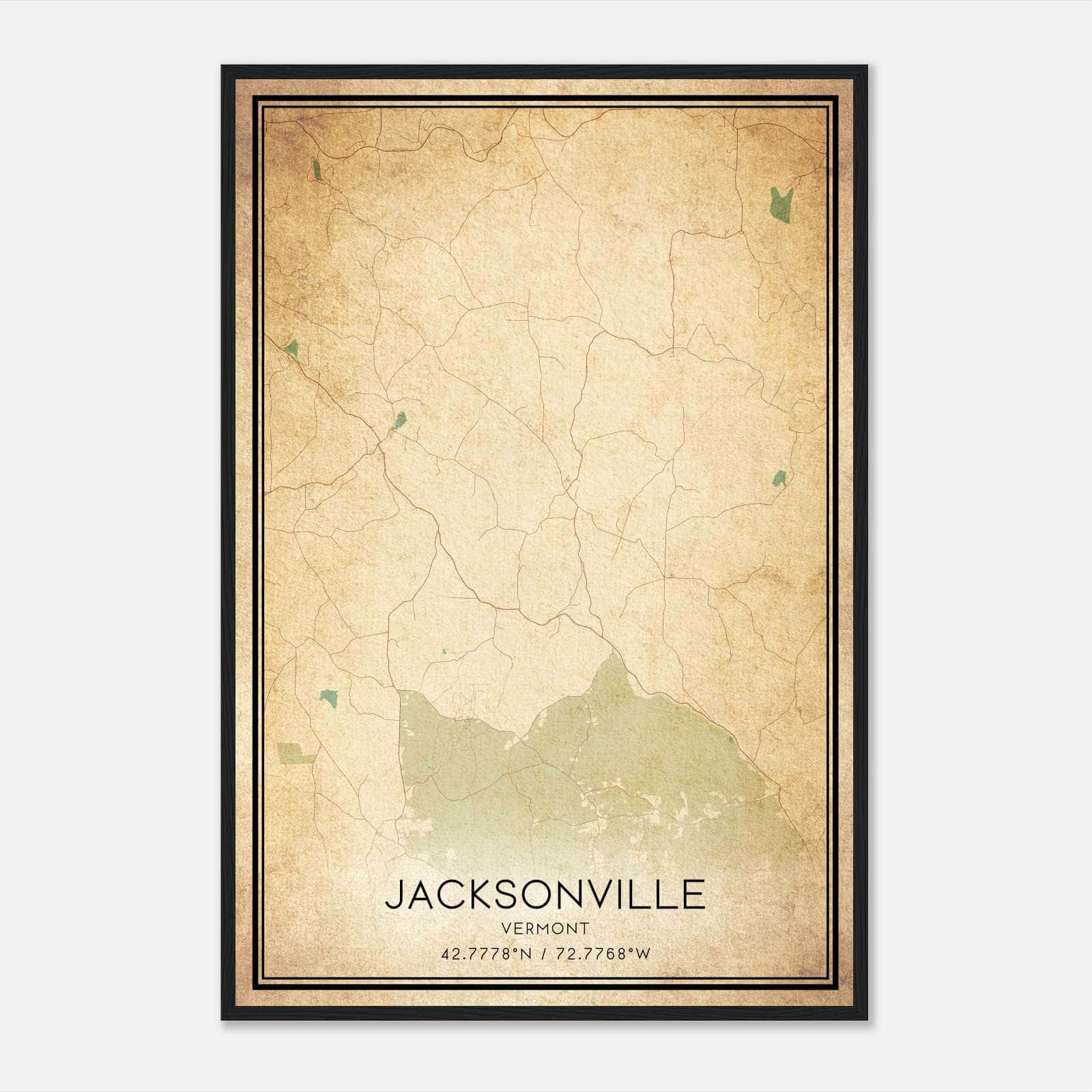 Vintage Jacksonville Vermont Map Poster, Jacksonville VT City Road Wall Art Print Vintage Jacksonville Vermont Map Poster, Jacksonville VT City Road Wall Art Print