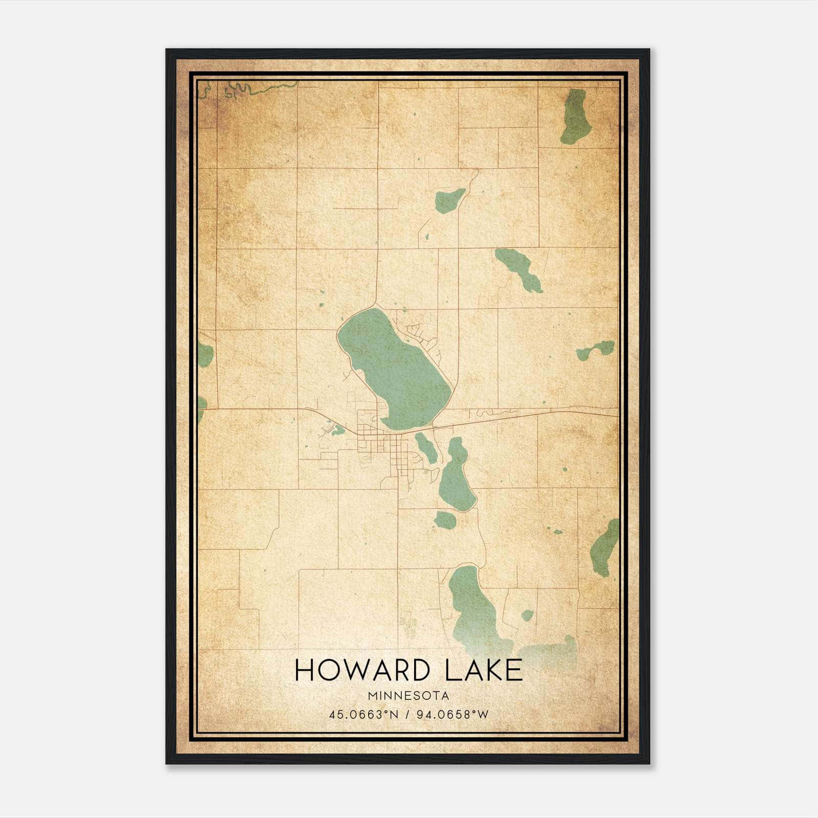 Vintage Howard Lake Minnesota Map Poster, Howard Lake MN City Road Wall Art Print Vintage Howard Lake Minnesota Map Poster, Howard Lake MN City Road Wall Art Print