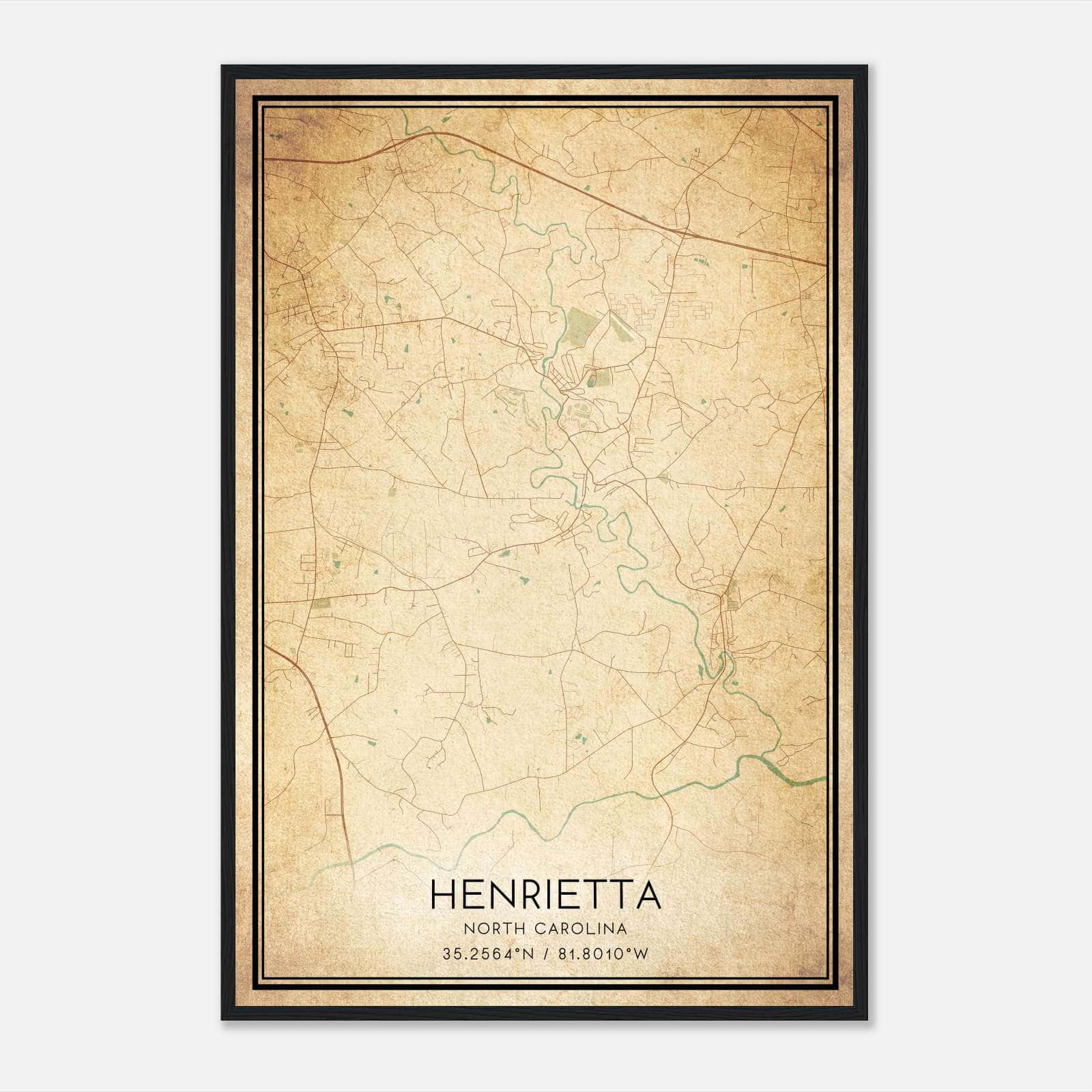 Vintage Henrietta North Carolina Map Poster, Henrietta NC City Road Wall Art Print Vintage Henrietta North Carolina Map Poster, Henrietta NC City Road Wall Art Print