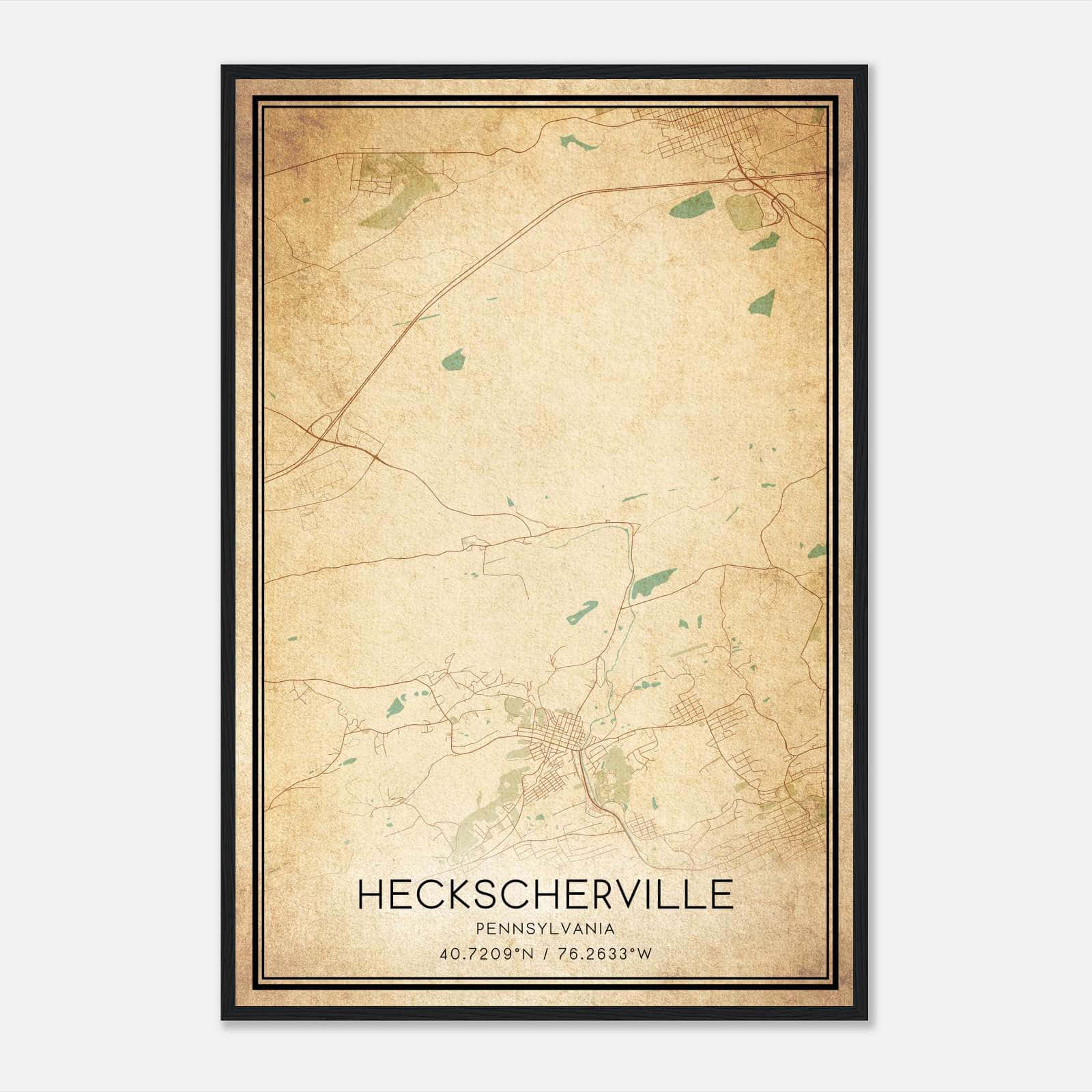 Vintage Heckscherville Pennsylvania Map Poster, Heckscherville PA City Road Wall Art Print Vintage Heckscherville Pennsylvania Map Poster, Heckscherville PA City Road Wall Art Print
