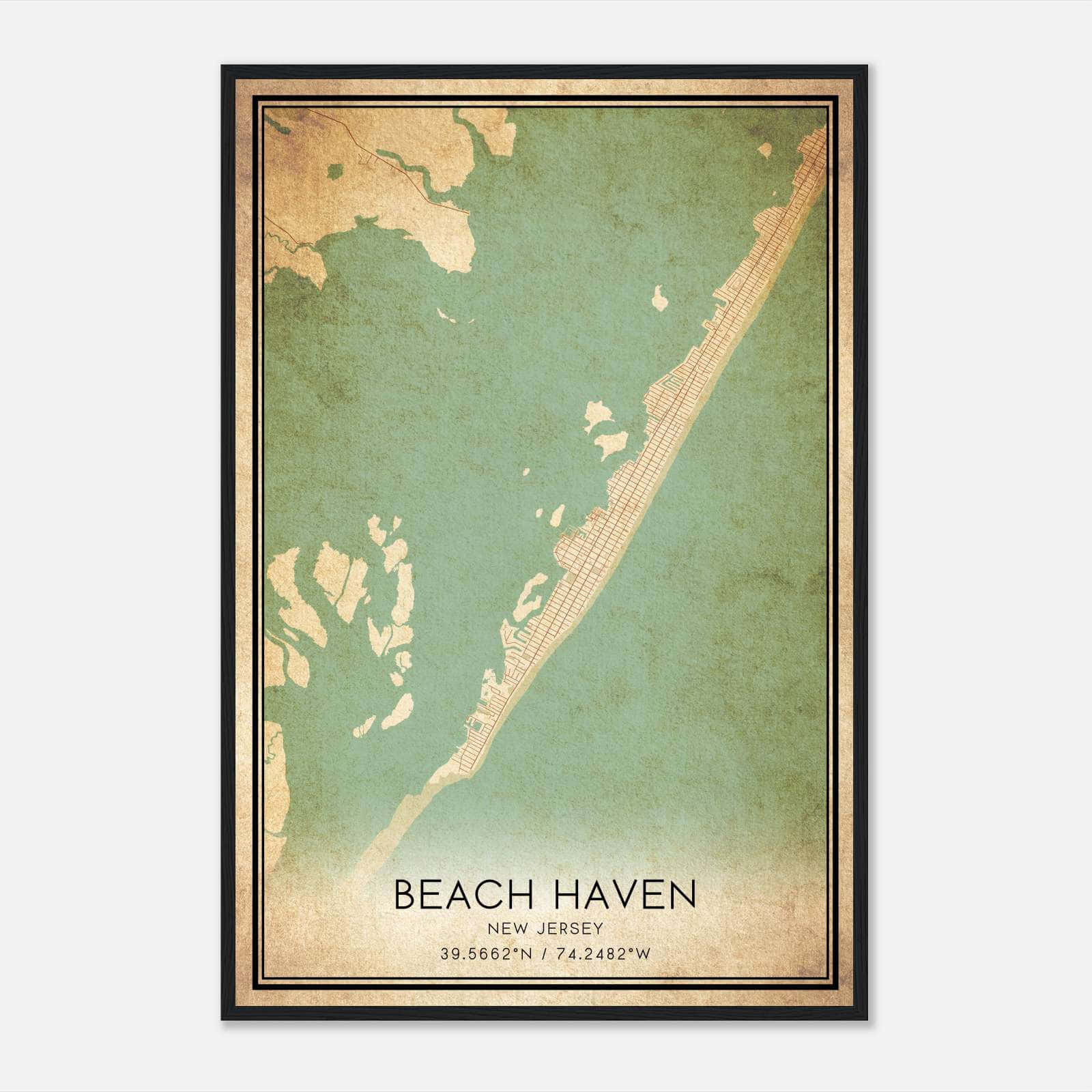 Vintage Beach Haven New Jersey Map Poster, Beach Haven NJ City Road Wall Art Print Vintage Beach Haven New Jersey Map Poster, Beach Haven NJ City Road Wall Art Print