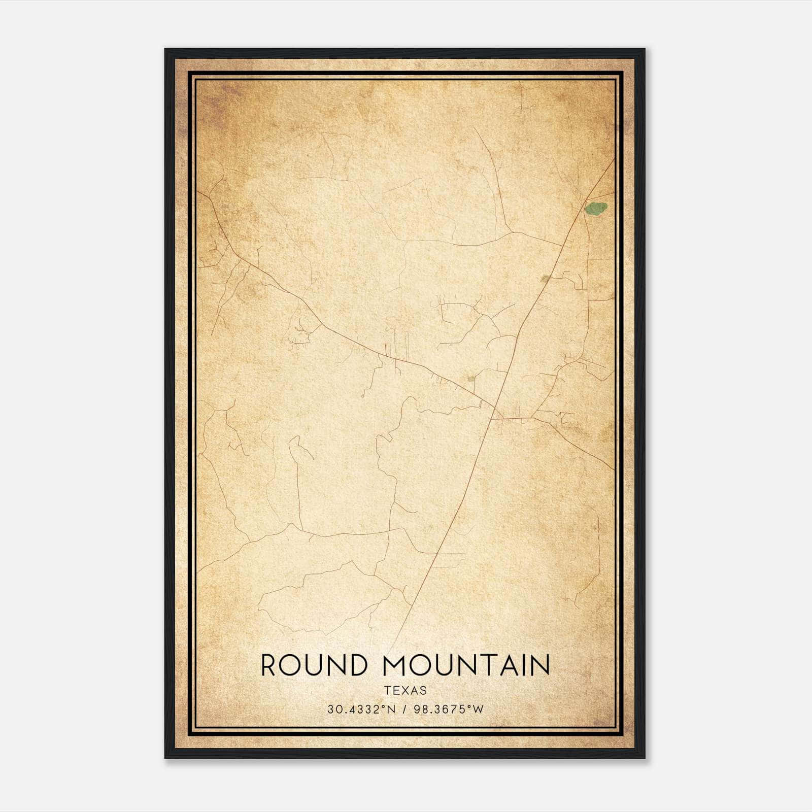 Vintage Round Mountain Texas Map Poster, Round Mountain TX City Road Wall Art Print Vintage Round Mountain Texas Map Poster, Round Mountain TX City Road Wall Art Print