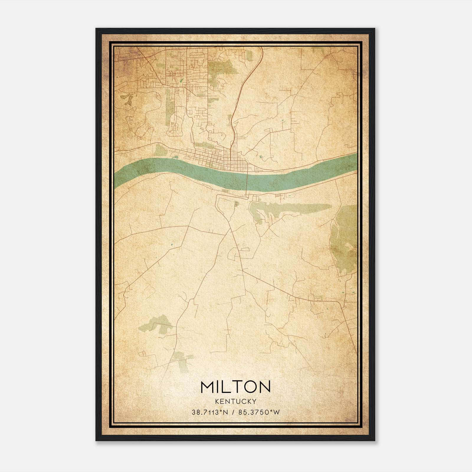 Vintage Milton Kentucky Map Poster, Milton KY City Road Wall Art Print Vintage Milton Kentucky Map Poster, Milton KY City Road Wall Art Print