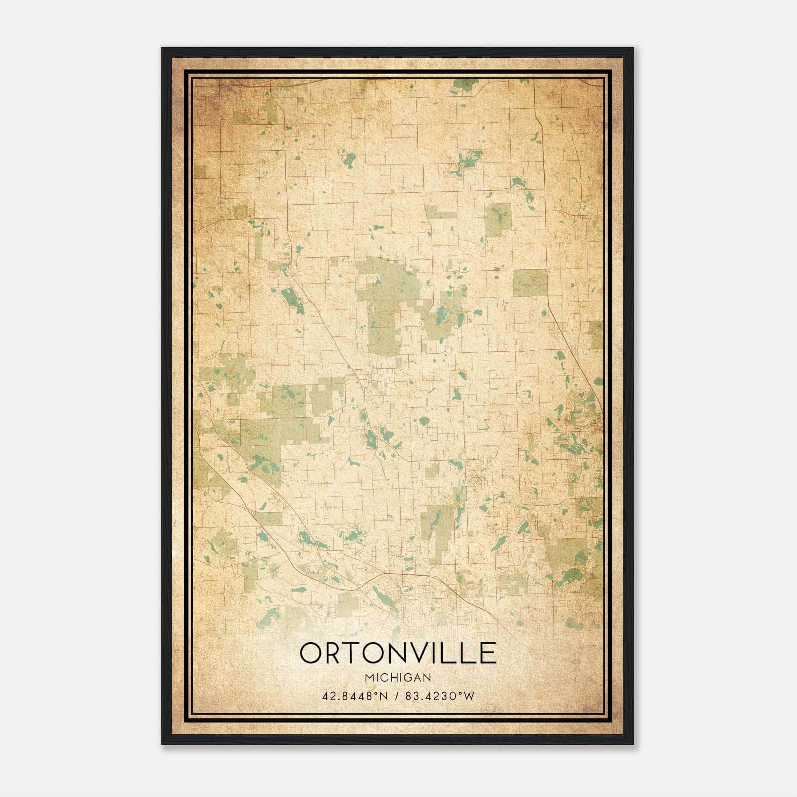 Vintage Ortonville Michigan Map Poster, Ortonville MI City Road Wall Art Print Vintage Ortonville Michigan Map Poster, Ortonville MI City Road Wall Art Print
