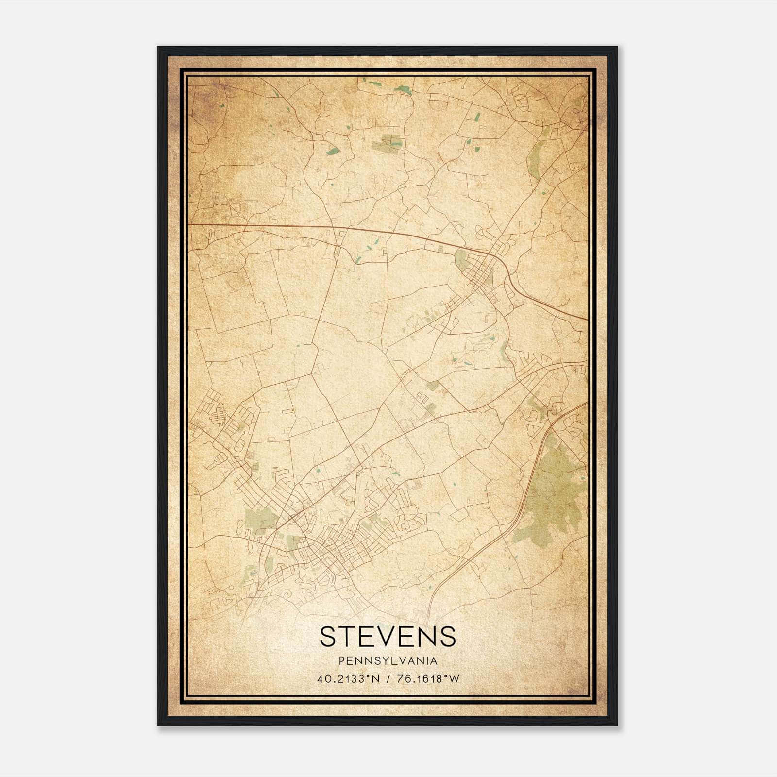Vintage Stevens Pennsylvania Map Poster, Stevens PA City Road Wall Art Print Vintage Stevens Pennsylvania Map Poster, Stevens PA City Road Wall Art Print