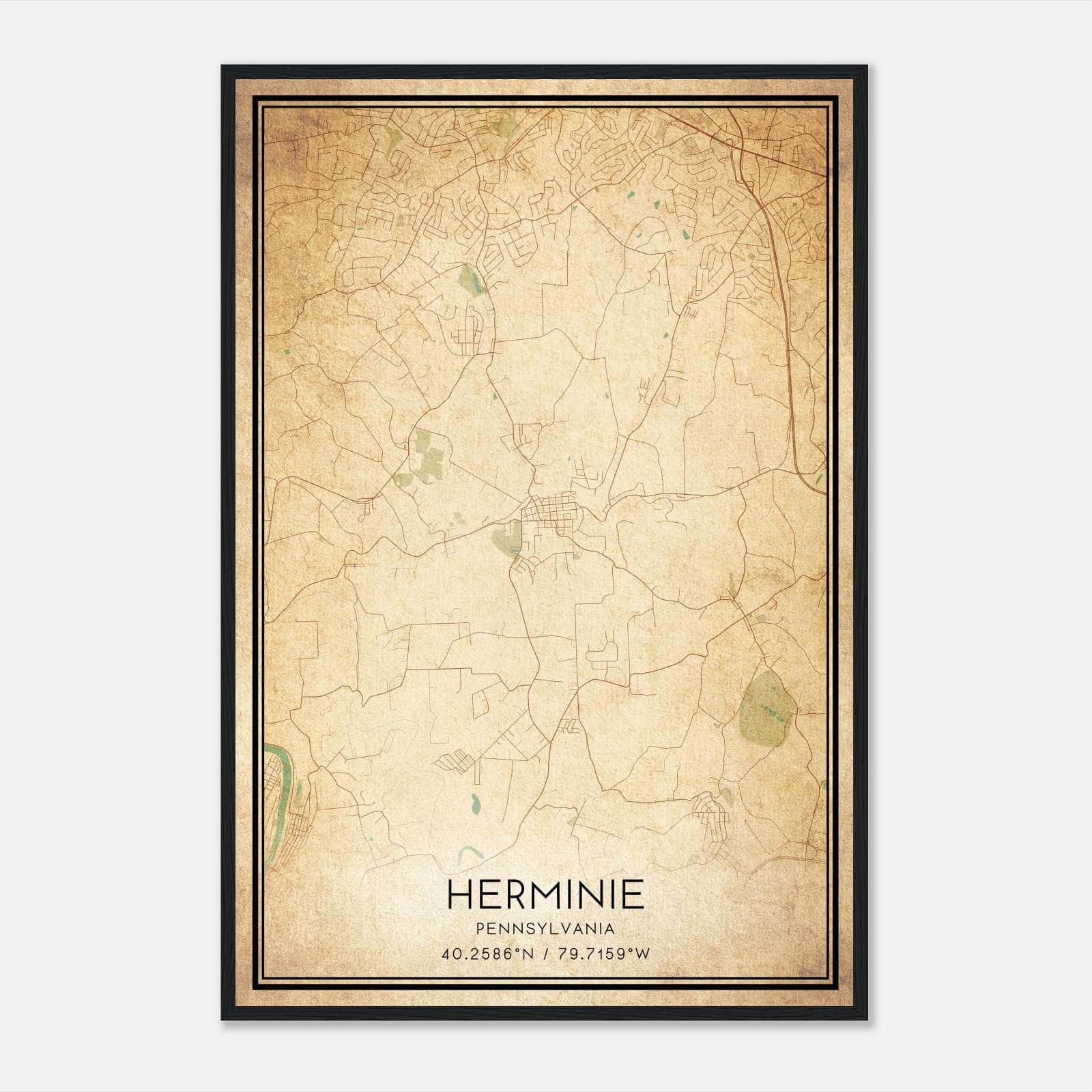 Vintage Herminie Pennsylvania Map Poster, Herminie PA City Road Wall Art Print Vintage Herminie Pennsylvania Map Poster, Herminie PA City Road Wall Art Print