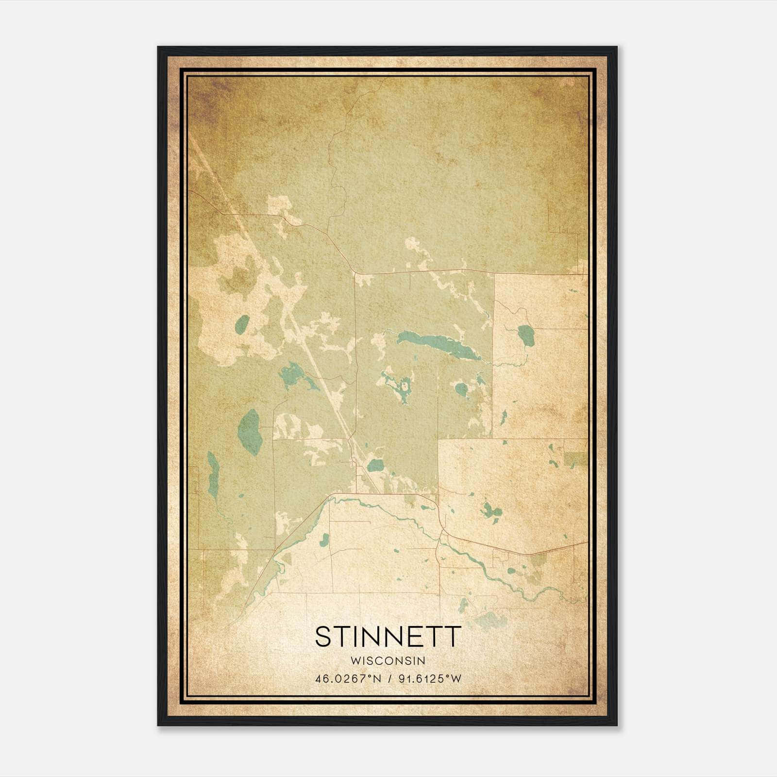 Vintage Stinnett Wisconsin Map Poster, Stinnett WI City Road Wall Art Print Vintage Stinnett Wisconsin Map Poster, Stinnett WI City Road Wall Art Print