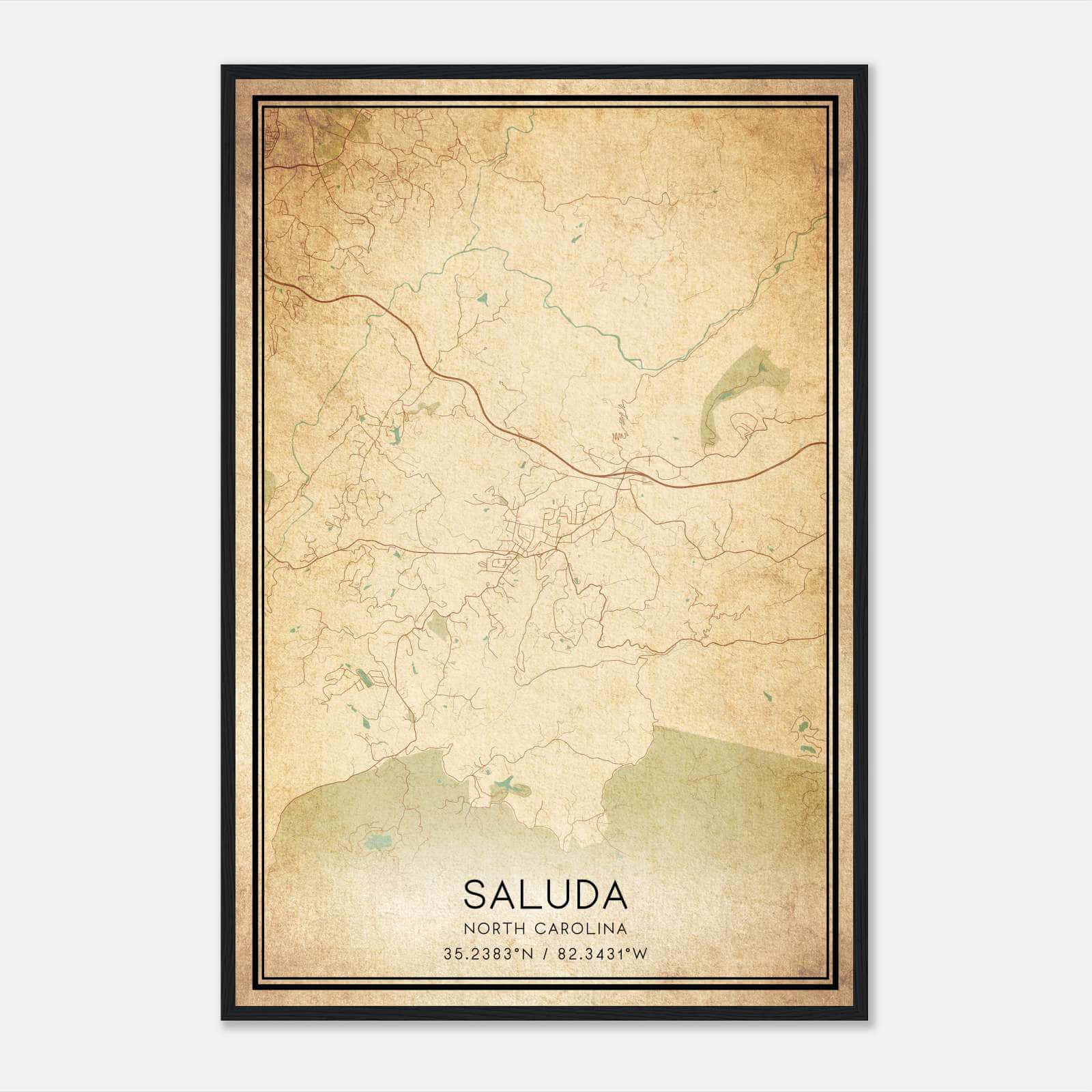 Vintage Saluda North Carolina Map Poster, Saluda NC City Road Wall Art Print Vintage Saluda North Carolina Map Poster, Saluda NC City Road Wall Art Print