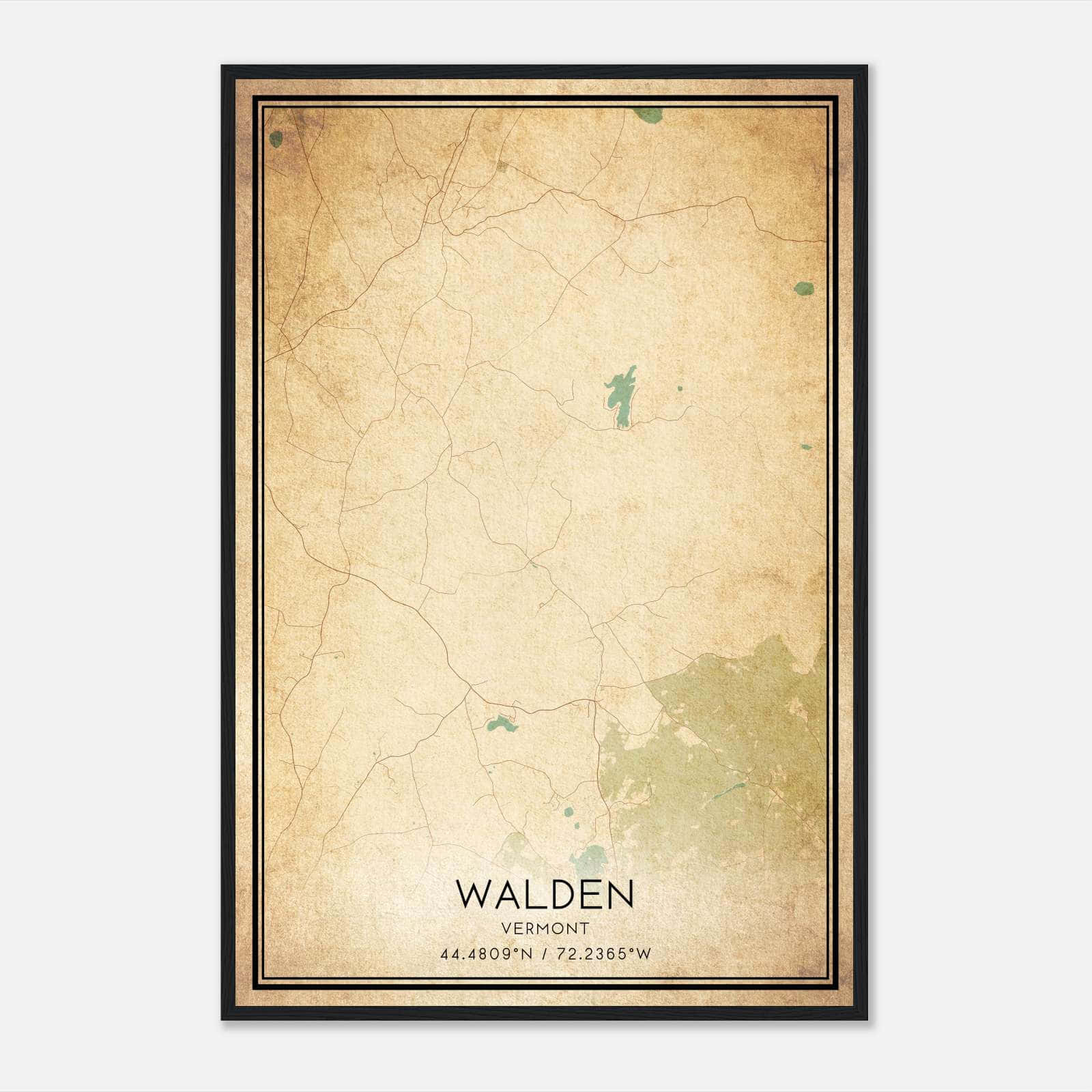 Vintage Walden Vermont Map Poster, Walden VT City Road Wall Art Print Vintage Walden Vermont Map Poster, Walden VT City Road Wall Art Print