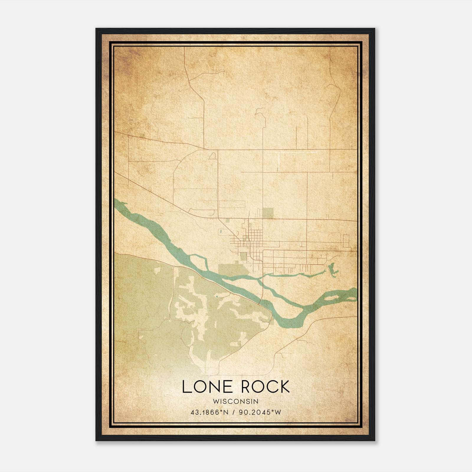 Vintage Lone Rock Wisconsin Map Poster, Lone Rock WI City Road Wall Art Print Vintage Lone Rock Wisconsin Map Poster, Lone Rock WI City Road Wall Art Print
