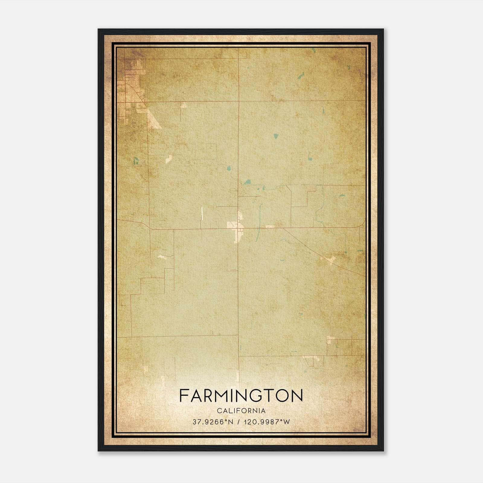 Vintage Farmington California Map Poster, Farmington CA City Road Wall Art Print Vintage Farmington California Map Poster, Farmington CA City Road Wall Art Print