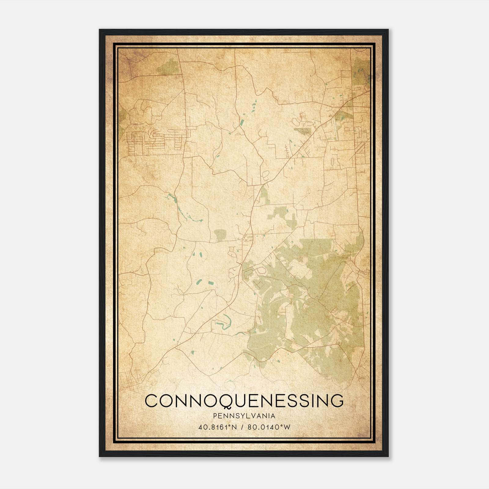 Vintage Connoquenessing Pennsylvania Map Poster, Connoquenessing PA City Road Wall Art Print Vintage Connoquenessing Pennsylvania Map Poster, Connoquenessing PA City Road Wall Art Print