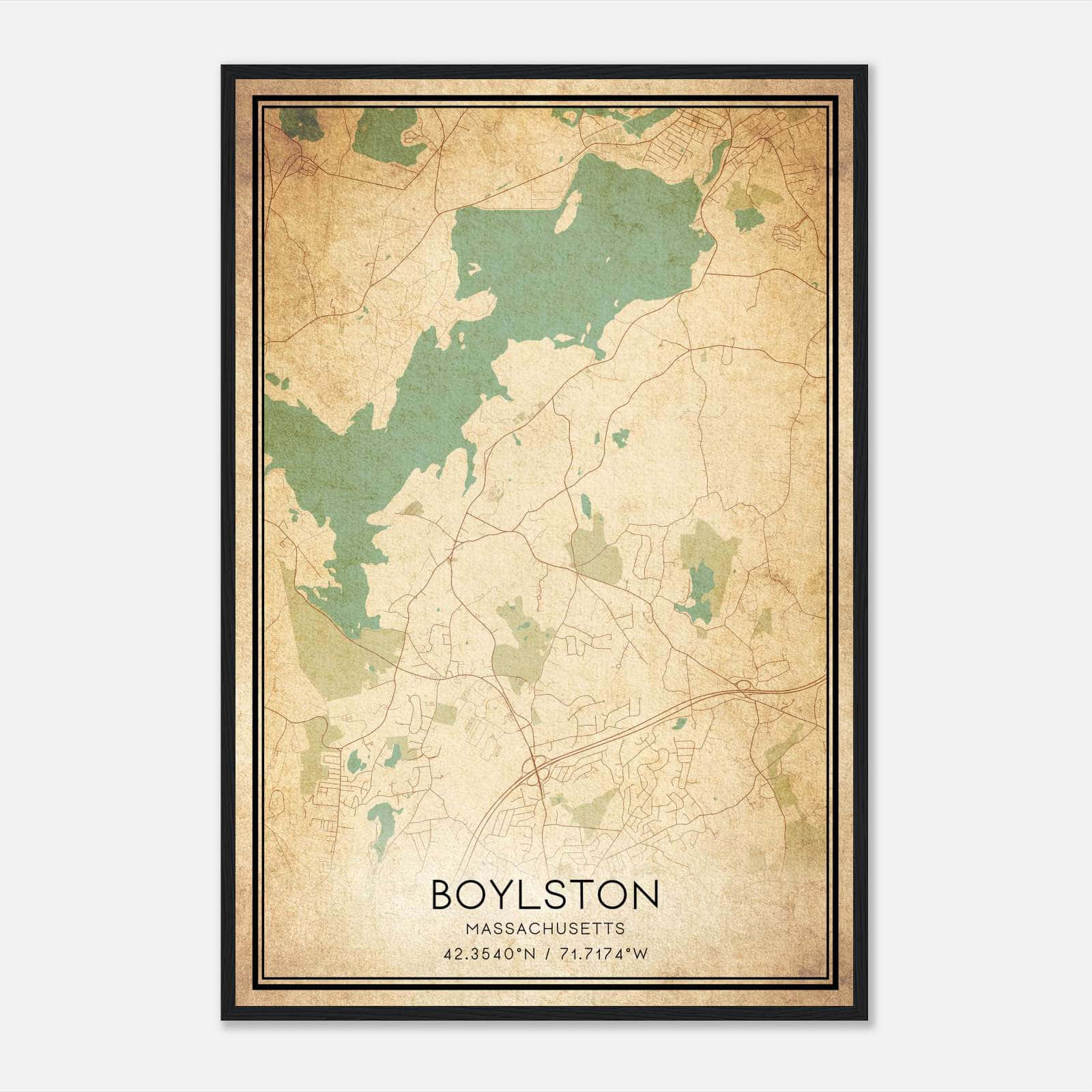 Vintage Boylston Massachusetts Map Poster, Boylston MA City Road Wall Art Print Vintage Boylston Massachusetts Map Poster, Boylston MA City Road Wall Art Print