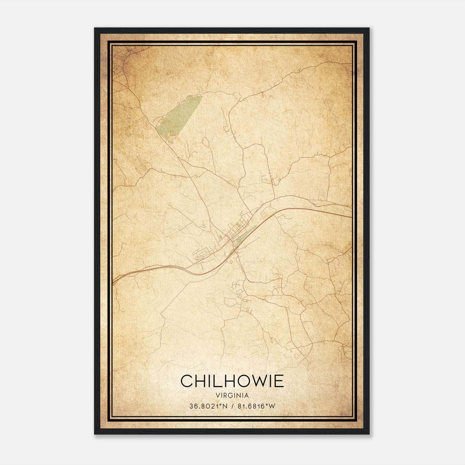 Vintage Chilhowie Virginia Map Poster, Chilhowie VA City Road Wall Art Print Vintage Chilhowie Virginia Map Poster, Chilhowie VA City Road Wall Art Print