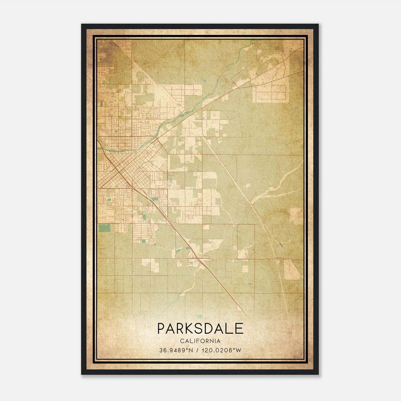Vintage Parksdale California Map Poster, Parksdale CA City Road Wall Art Print Vintage Parksdale California Map Poster, Parksdale CA City Road Wall Art Print