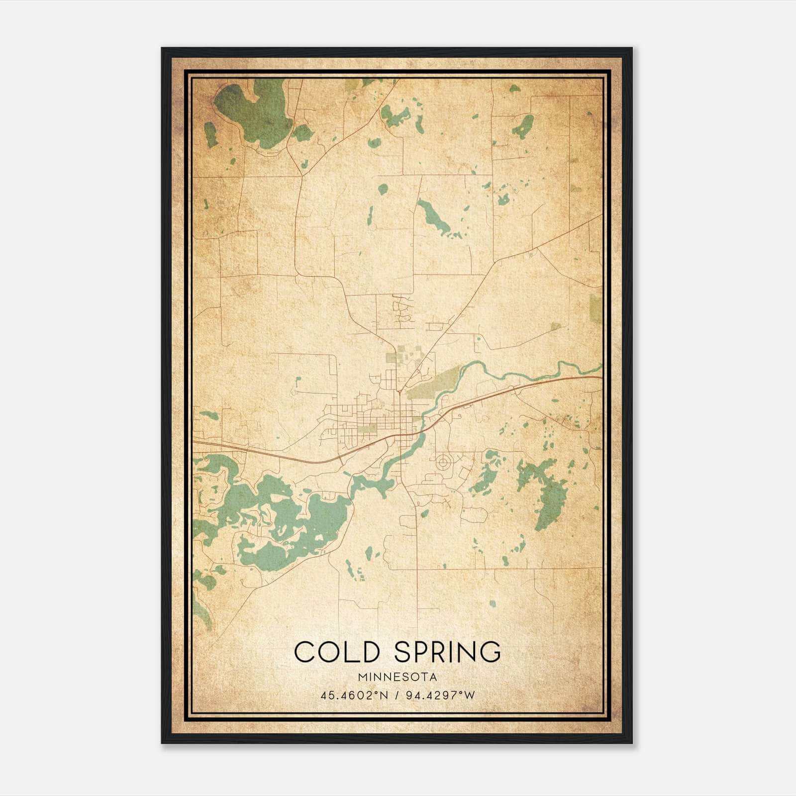 Vintage Cold Spring Minnesota Map Poster, Cold Spring MN City Road Wall Art Print Vintage Cold Spring Minnesota Map Poster, Cold Spring MN City Road Wall Art Print