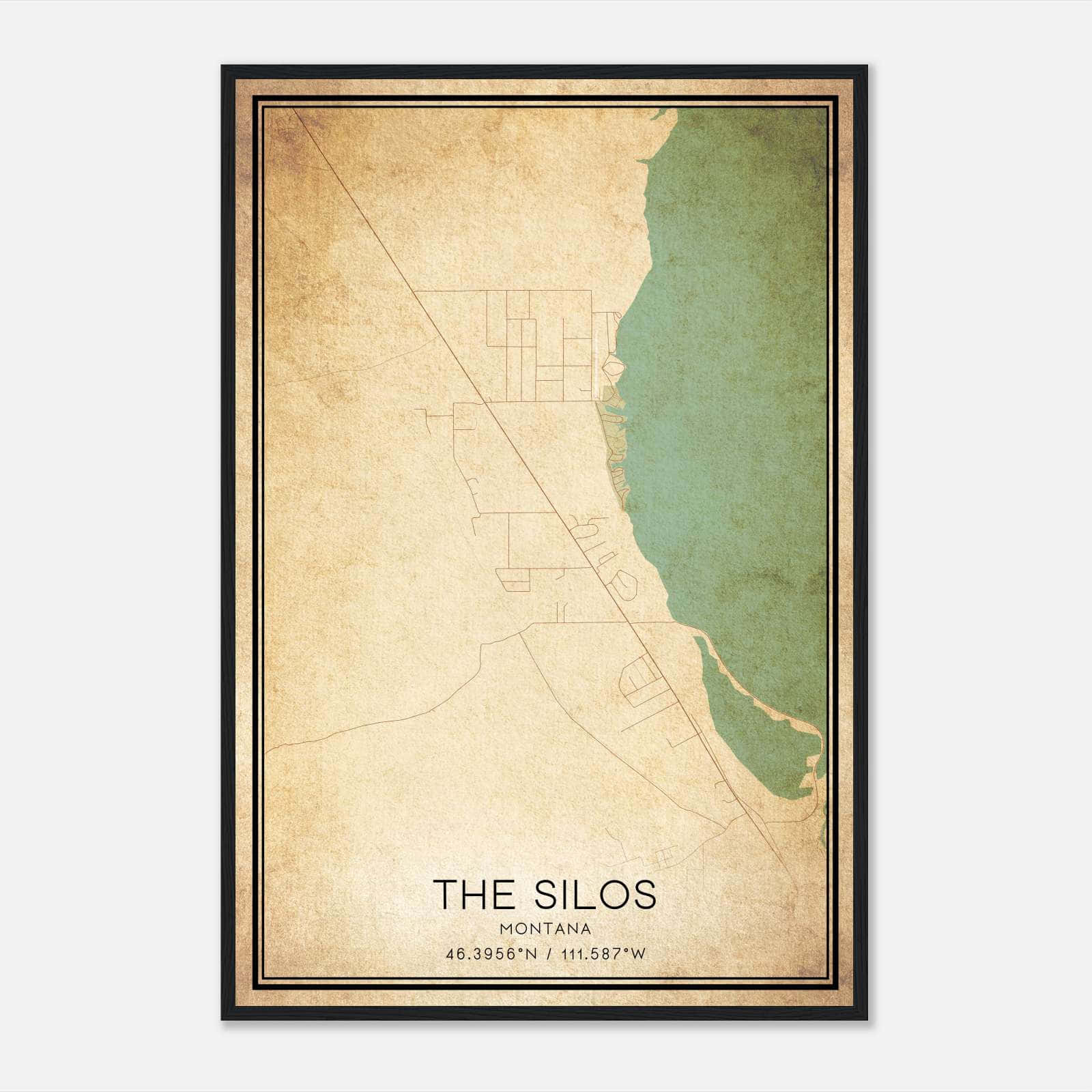 Vintage The Silos Montana Map Poster, The Silos MT City Road Wall Art Print Vintage The Silos Montana Map Poster, The Silos MT City Road Wall Art Print