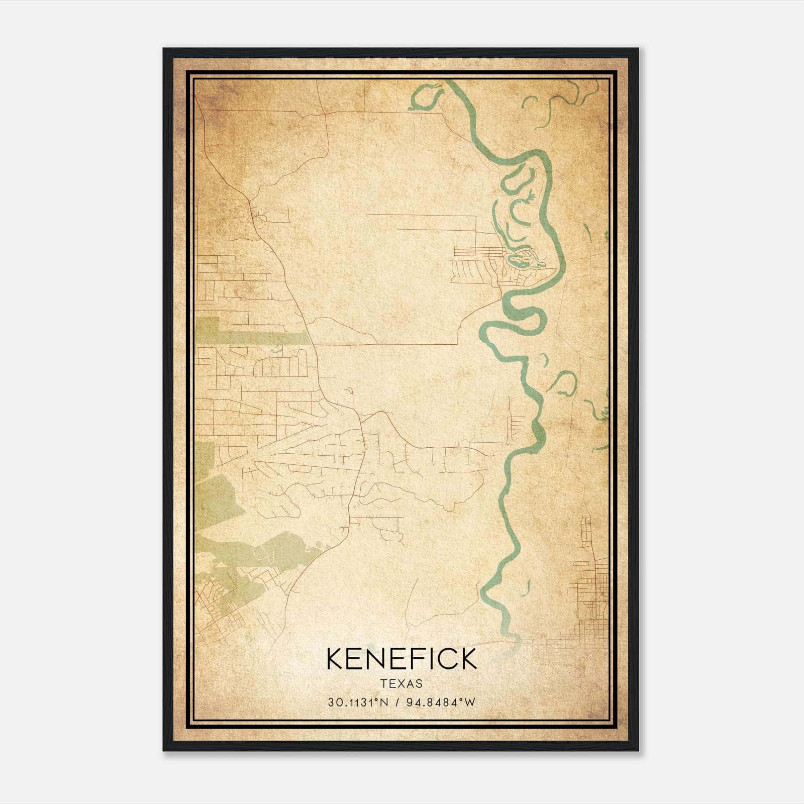 Vintage Kenefick Texas Map Poster, Kenefick TX City Road Wall Art Print Vintage Kenefick Texas Map Poster, Kenefick TX City Road Wall Art Print