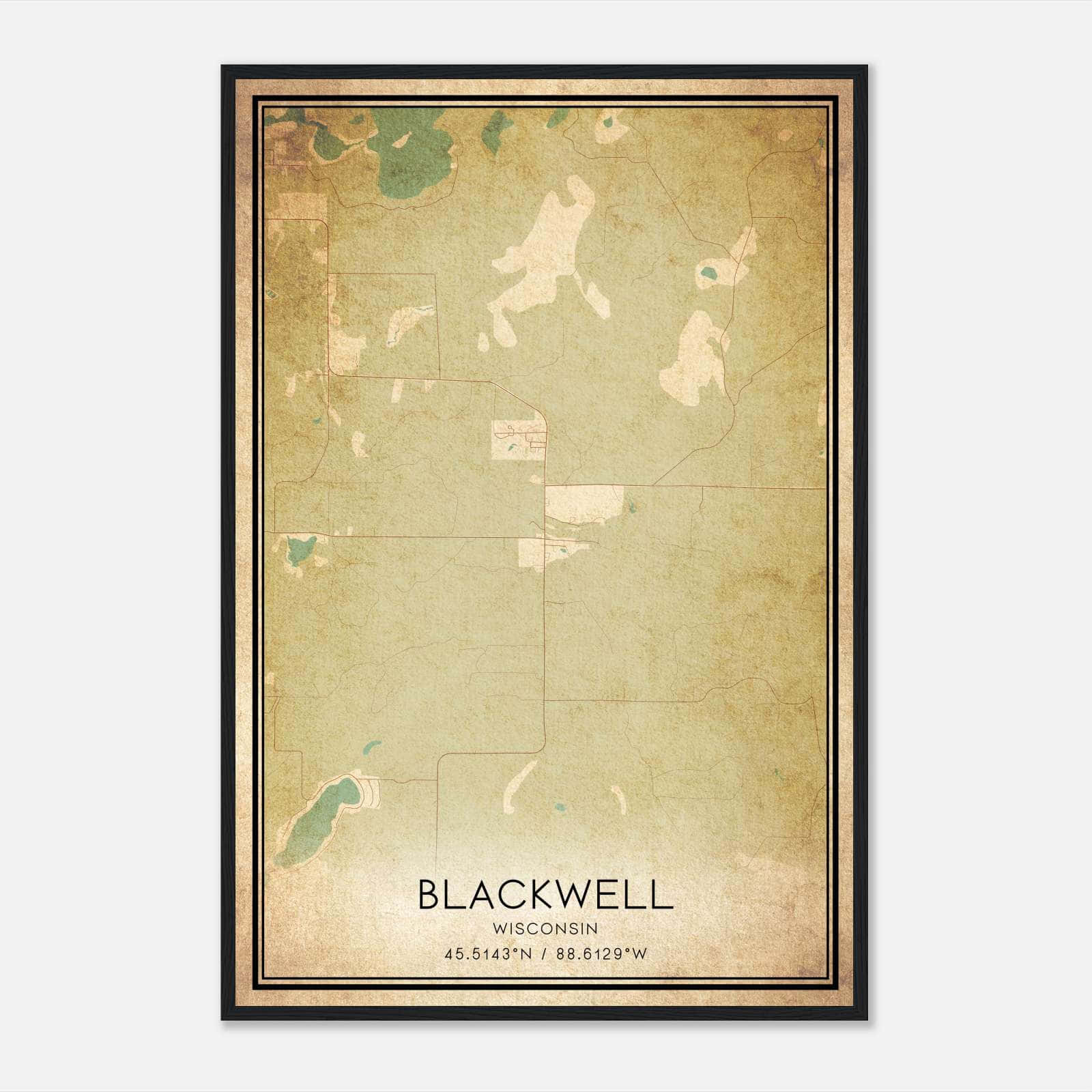 Vintage Blackwell Wisconsin Map Poster, Blackwell WI City Road Wall Art Print Vintage Blackwell Wisconsin Map Poster, Blackwell WI City Road Wall Art Print