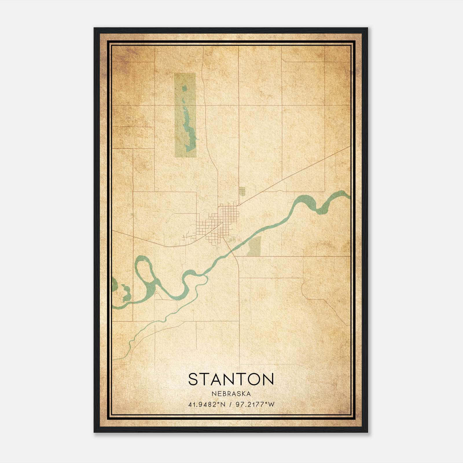 Vintage Stanton Nebraska Map Poster, Stanton NE City Road Wall Art Print Vintage Stanton Nebraska Map Poster, Stanton NE City Road Wall Art Print