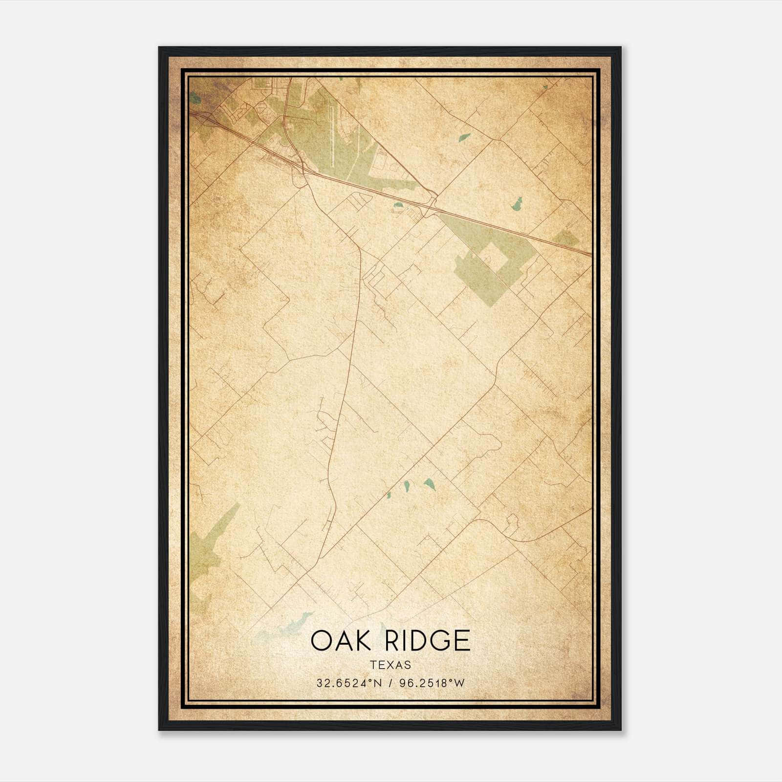 Vintage Oak Ridge Texas Map Poster, Oak Ridge TX City Road Wall Art Print Vintage Oak Ridge Texas Map Poster, Oak Ridge TX City Road Wall Art Print
