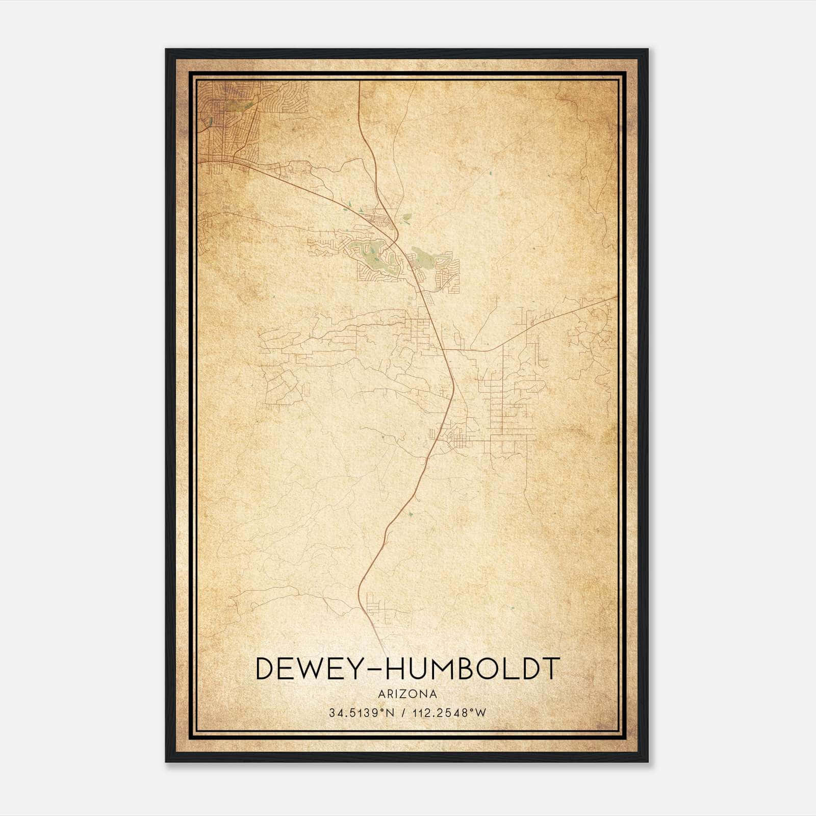 Vintage Dewey-Humboldt Arizona Map Poster, Dewey-Humboldt AZ City Road Wall Art Print Vintage Dewey-Humboldt Arizona Map Poster, Dewey-Humboldt AZ City Road Wall Art Print