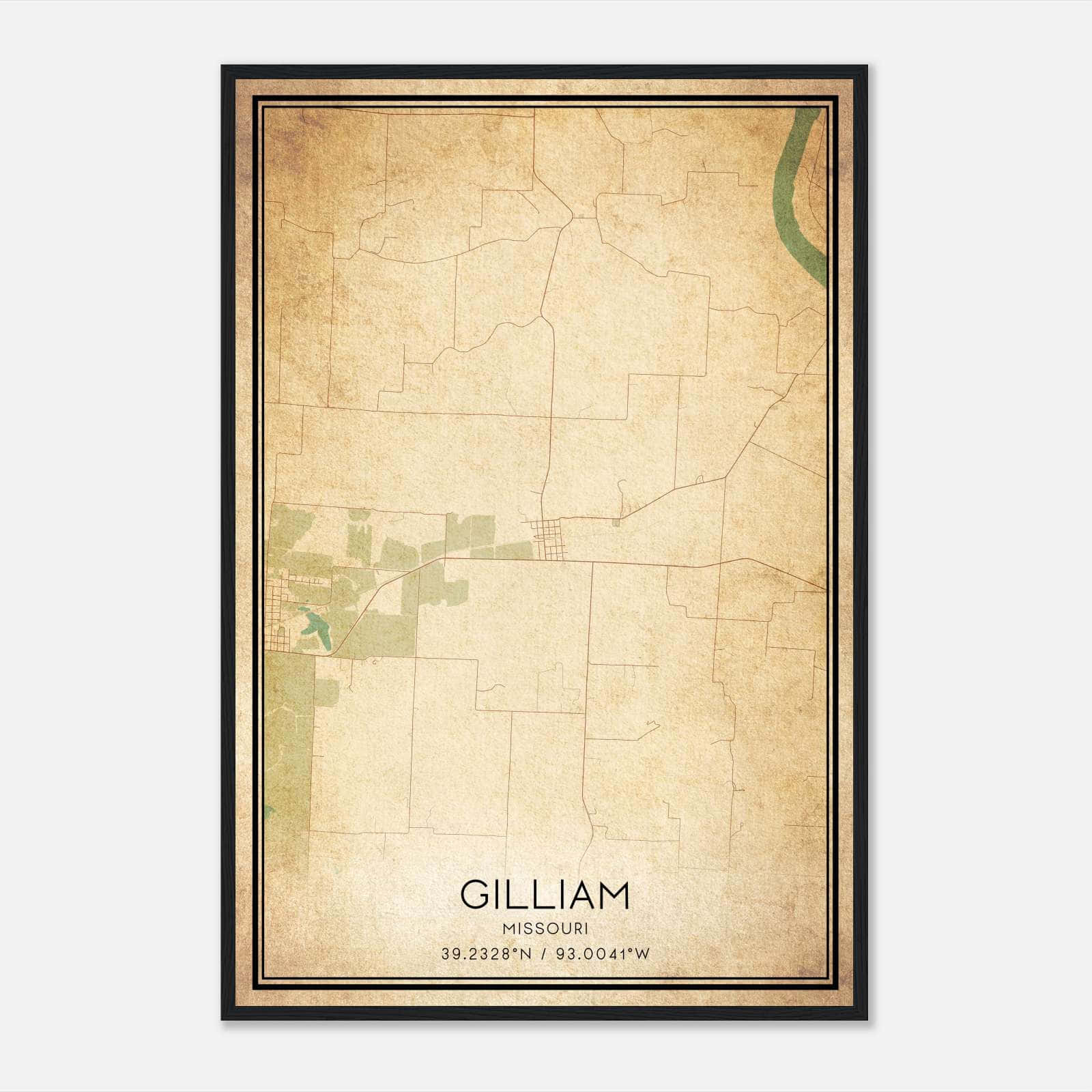 Vintage Gilliam Missouri Map Poster, Gilliam MO City Road Wall Art Print Vintage Gilliam Missouri Map Poster, Gilliam MO City Road Wall Art Print