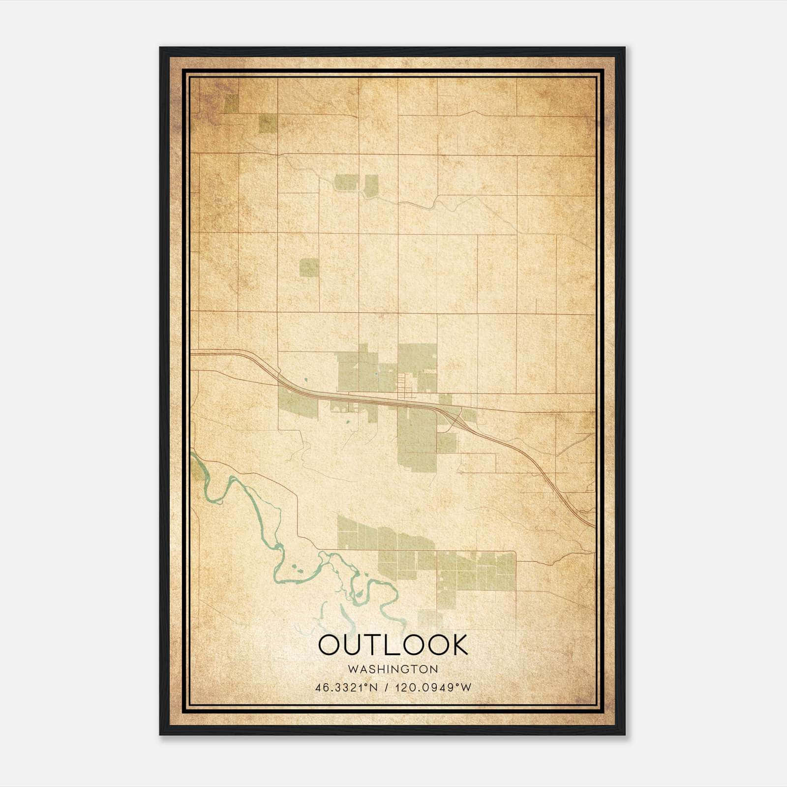 Vintage Outlook Washington Map Poster, Outlook WA City Road Wall Art Print Vintage Outlook Washington Map Poster, Outlook WA City Road Wall Art Print