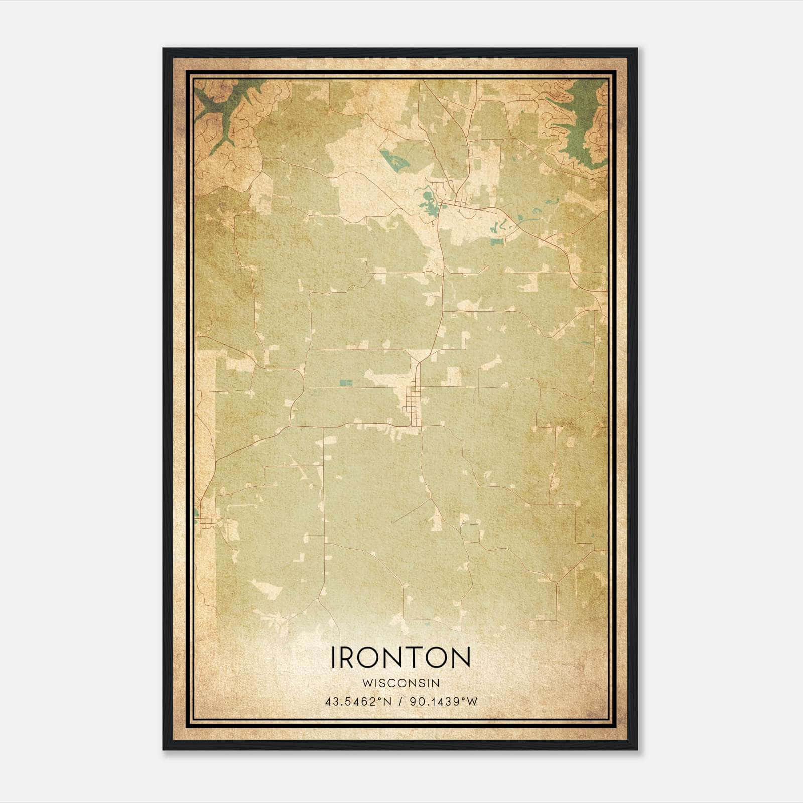 Vintage Ironton Wisconsin Map Poster, Ironton WI City Road Wall Art Print Vintage Ironton Wisconsin Map Poster, Ironton WI City Road Wall Art Print