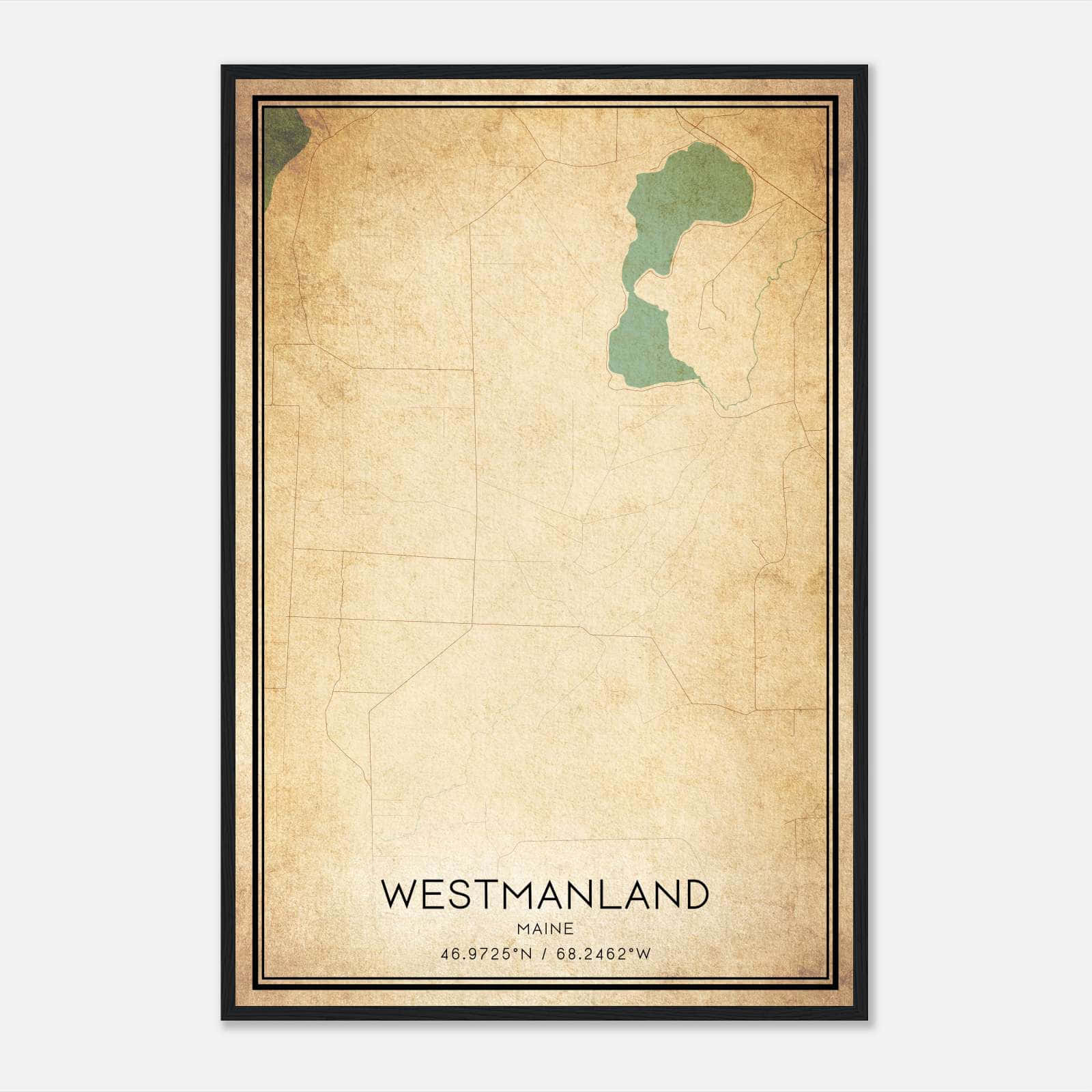 Vintage Westmanland Maine Map Poster, Westmanland ME City Road Wall Art Print Vintage Westmanland Maine Map Poster, Westmanland ME City Road Wall Art Print