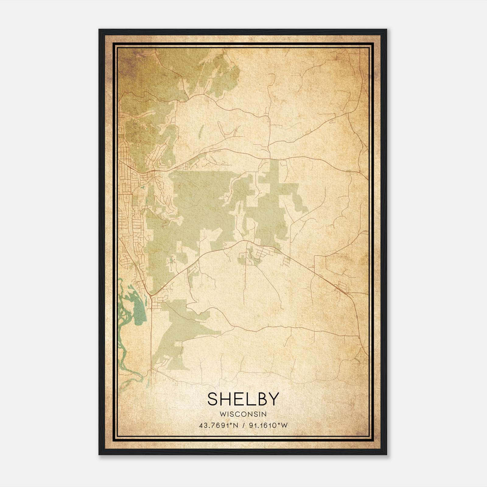 Vintage Shelby Wisconsin Map Poster, Shelby WI City Road Wall Art Print Vintage Shelby Wisconsin Map Poster, Shelby WI City Road Wall Art Print