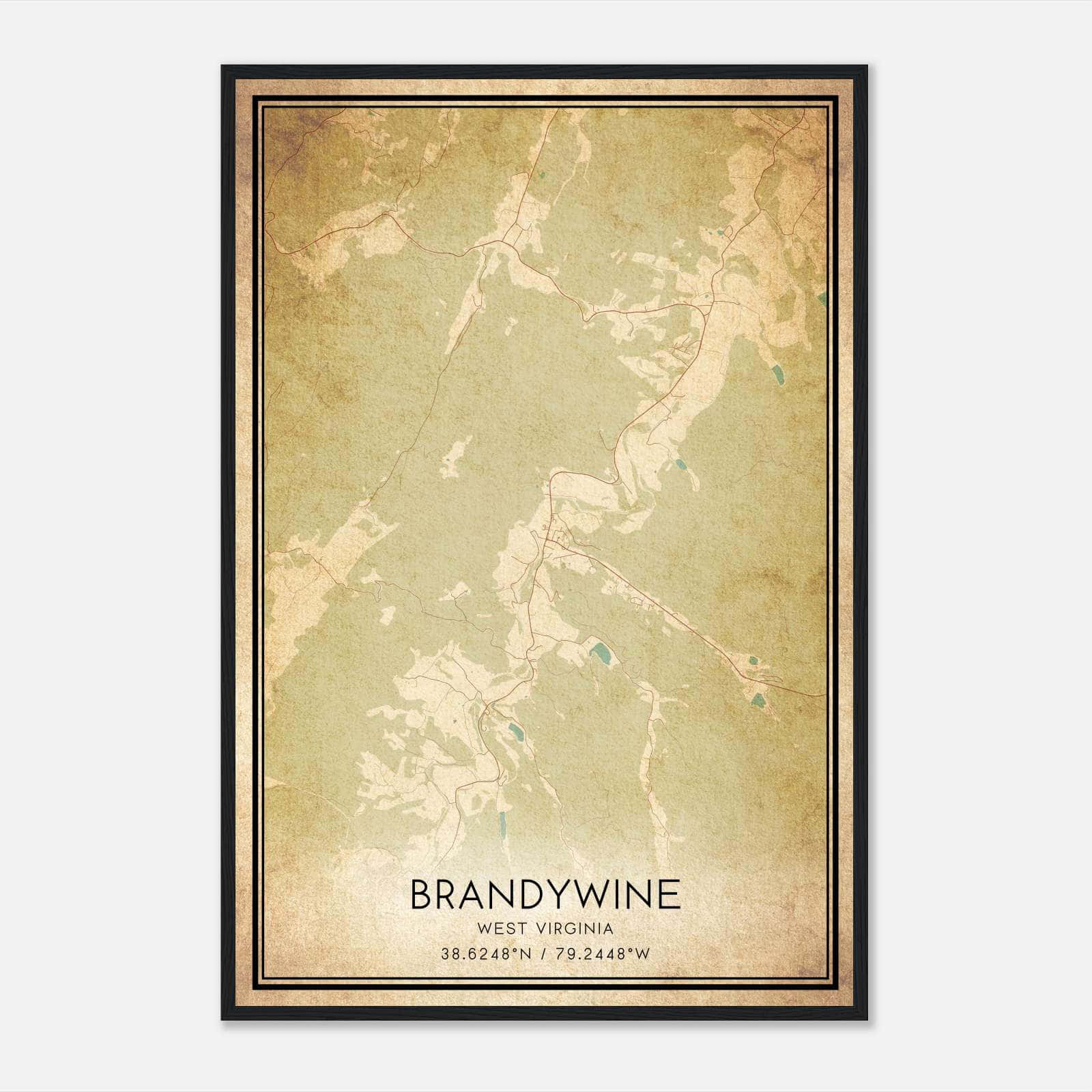 Vintage Brandywine West Virginia Map Poster, Brandywine WV City Road Wall Art Print Vintage Brandywine West Virginia Map Poster, Brandywine WV City Road Wall Art Print
