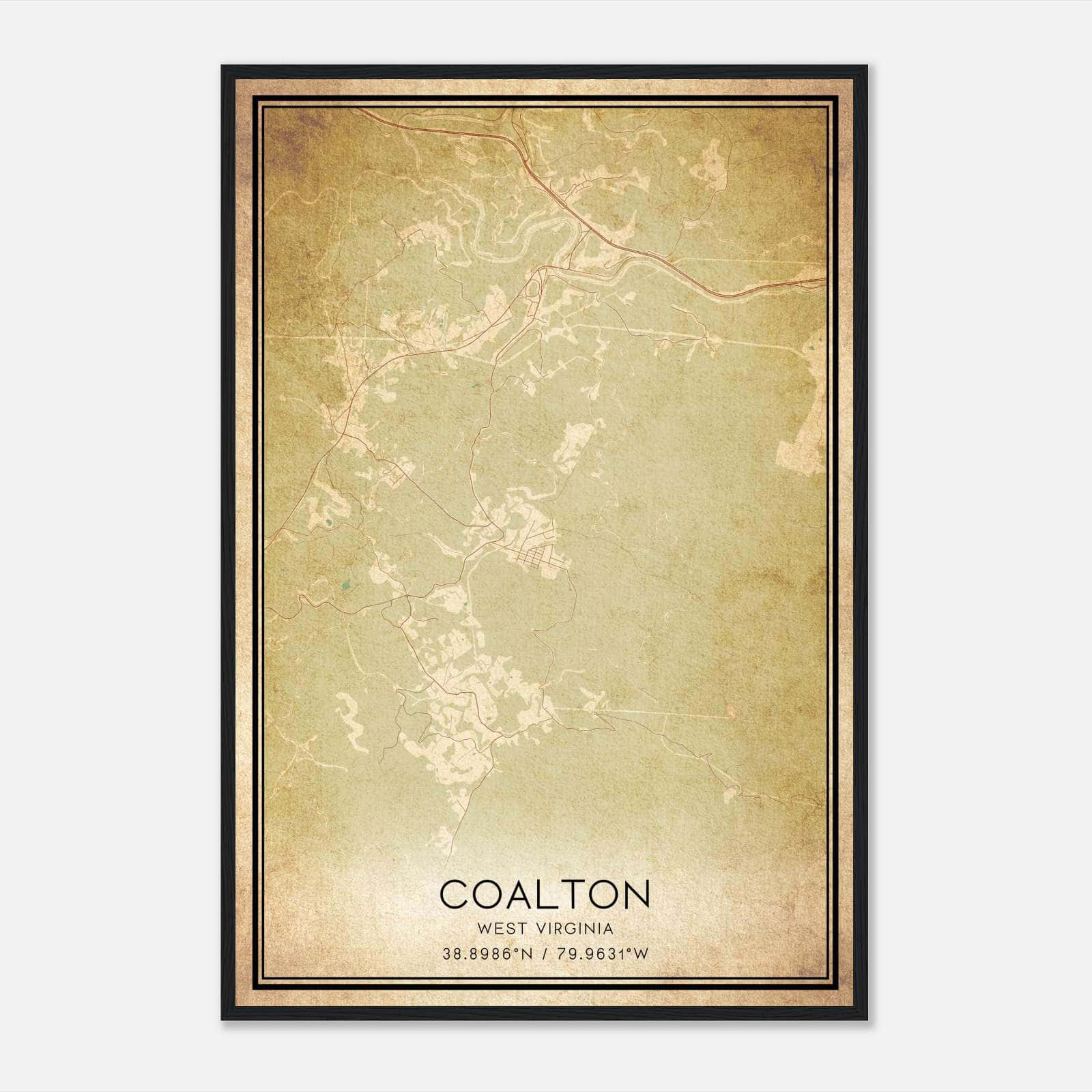 Vintage Coalton West Virginia Map Poster, Coalton WV City Road Wall Art Print Vintage Coalton West Virginia Map Poster, Coalton WV City Road Wall Art Print