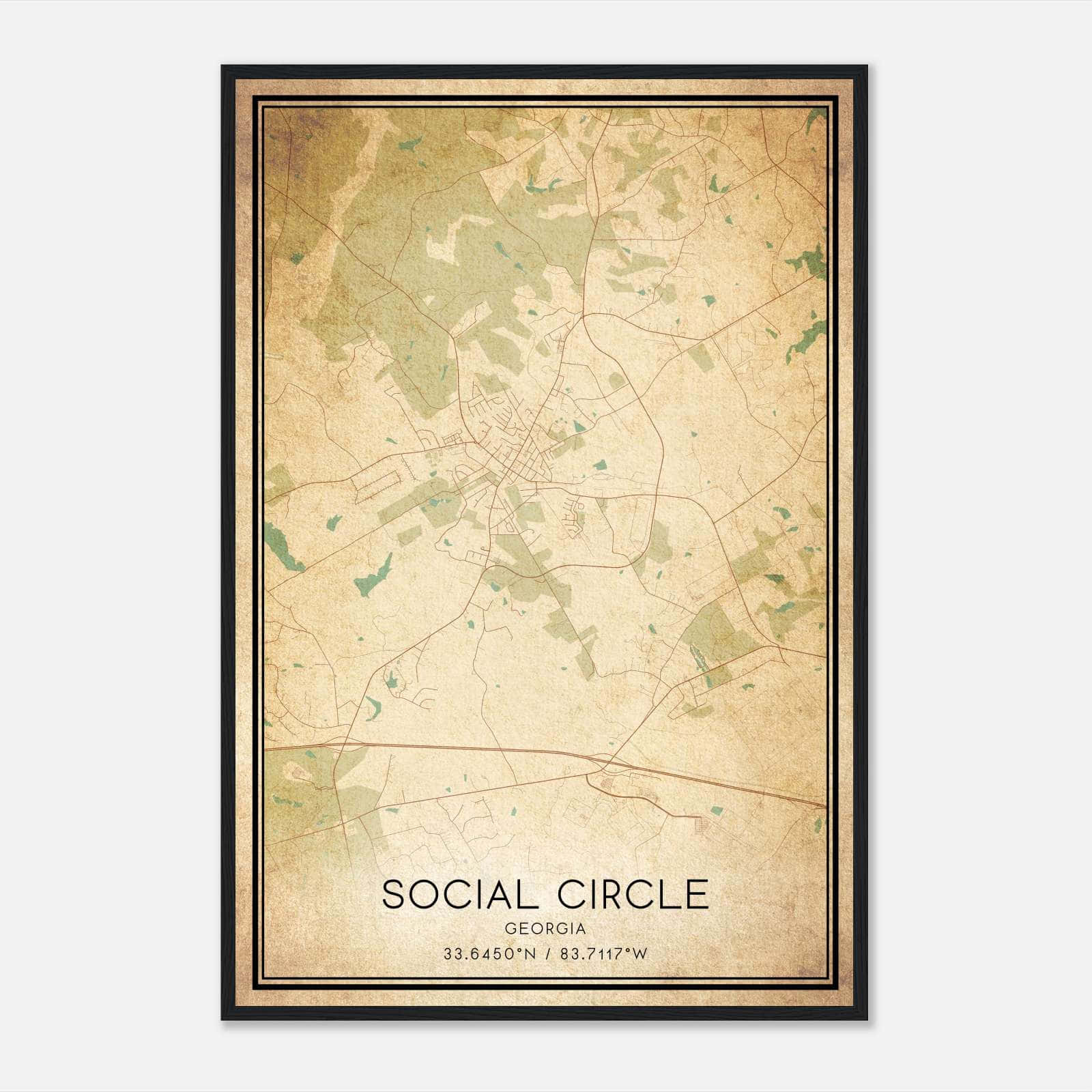 Vintage Social Circle Georgia Map Poster, Social Circle GA City Road Wall Art Print Vintage Social Circle Georgia Map Poster, Social Circle GA City Road Wall Art Print