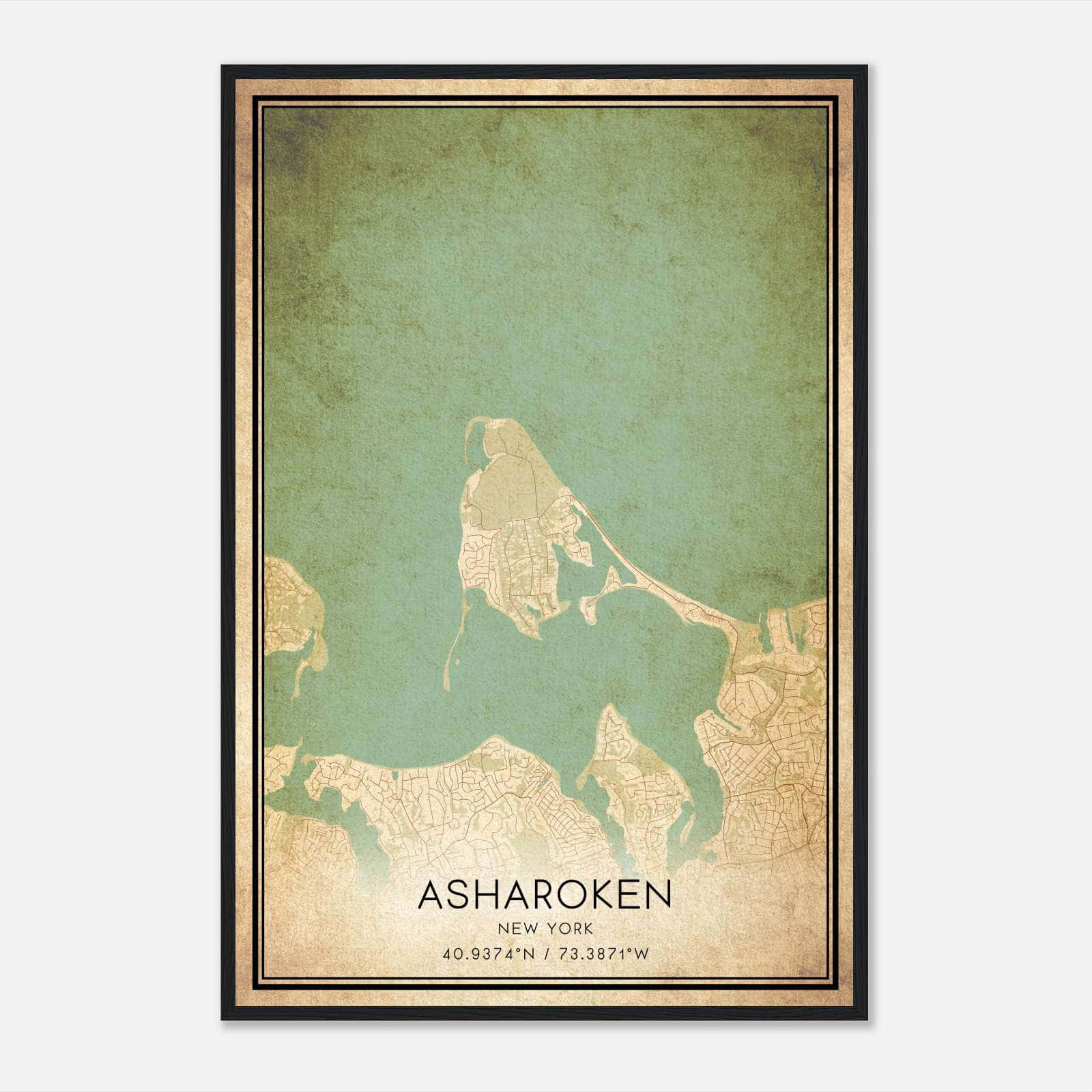 Vintage Asharoken New York Map Poster, Asharoken NY City Road Wall Art Print Vintage Asharoken New York Map Poster, Asharoken NY City Road Wall Art Print