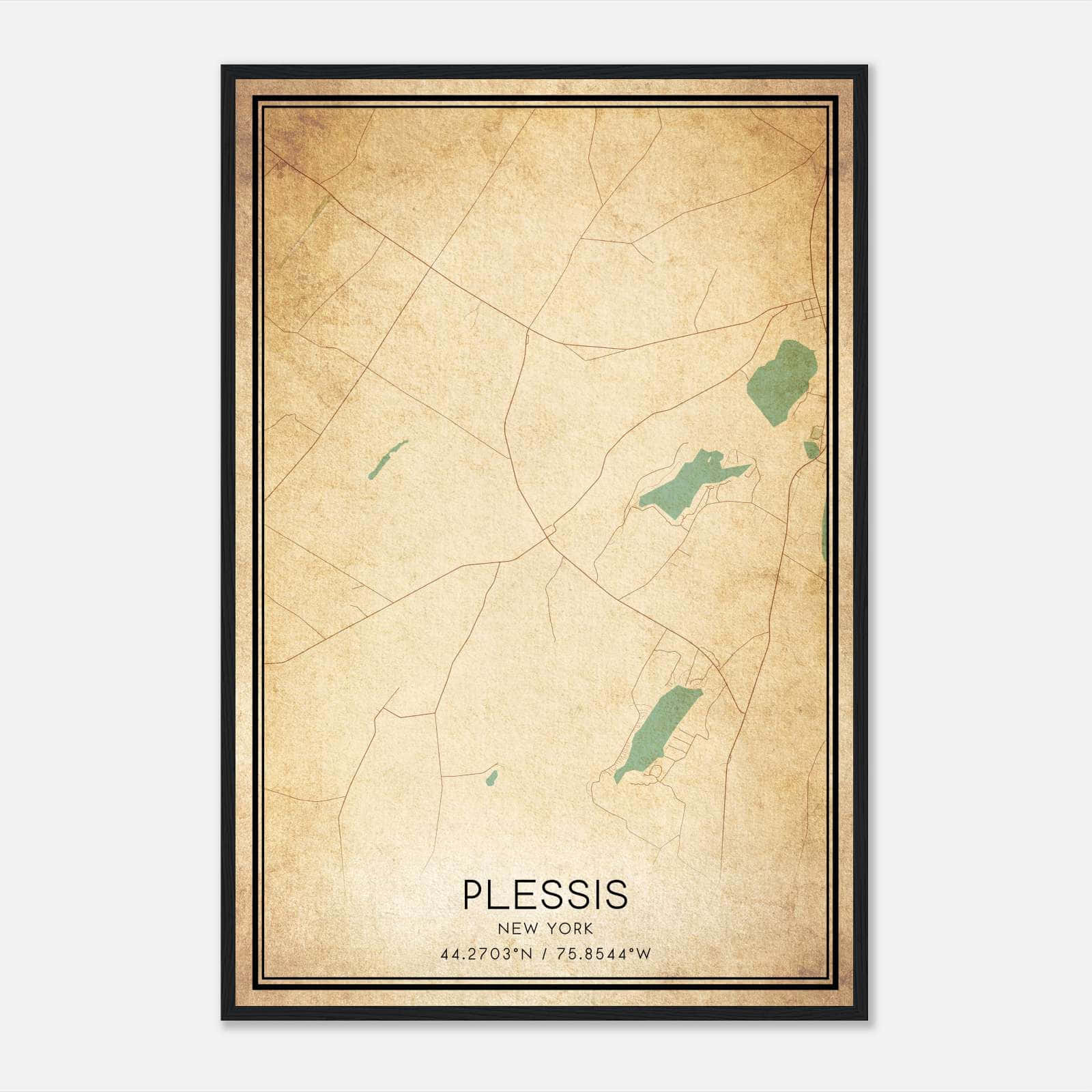 Vintage Plessis New York Map Poster, Plessis NY City Road Wall Art Print Vintage Plessis New York Map Poster, Plessis NY City Road Wall Art Print