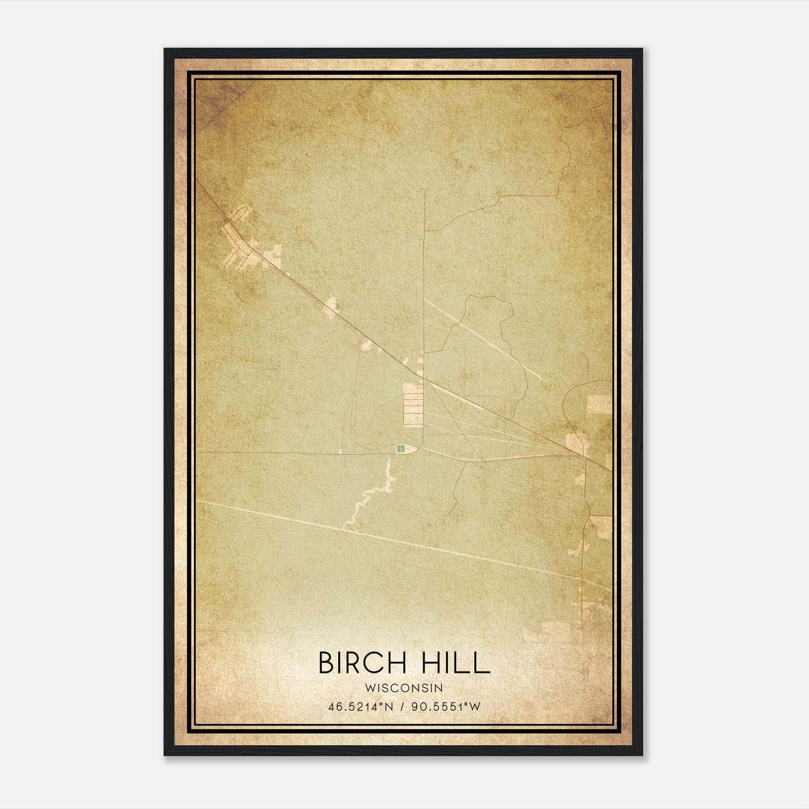 Vintage Birch Hill Wisconsin Map Poster, Birch Hill WI City Road Wall Art Print Vintage Birch Hill Wisconsin Map Poster, Birch Hill WI City Road Wall Art Print
