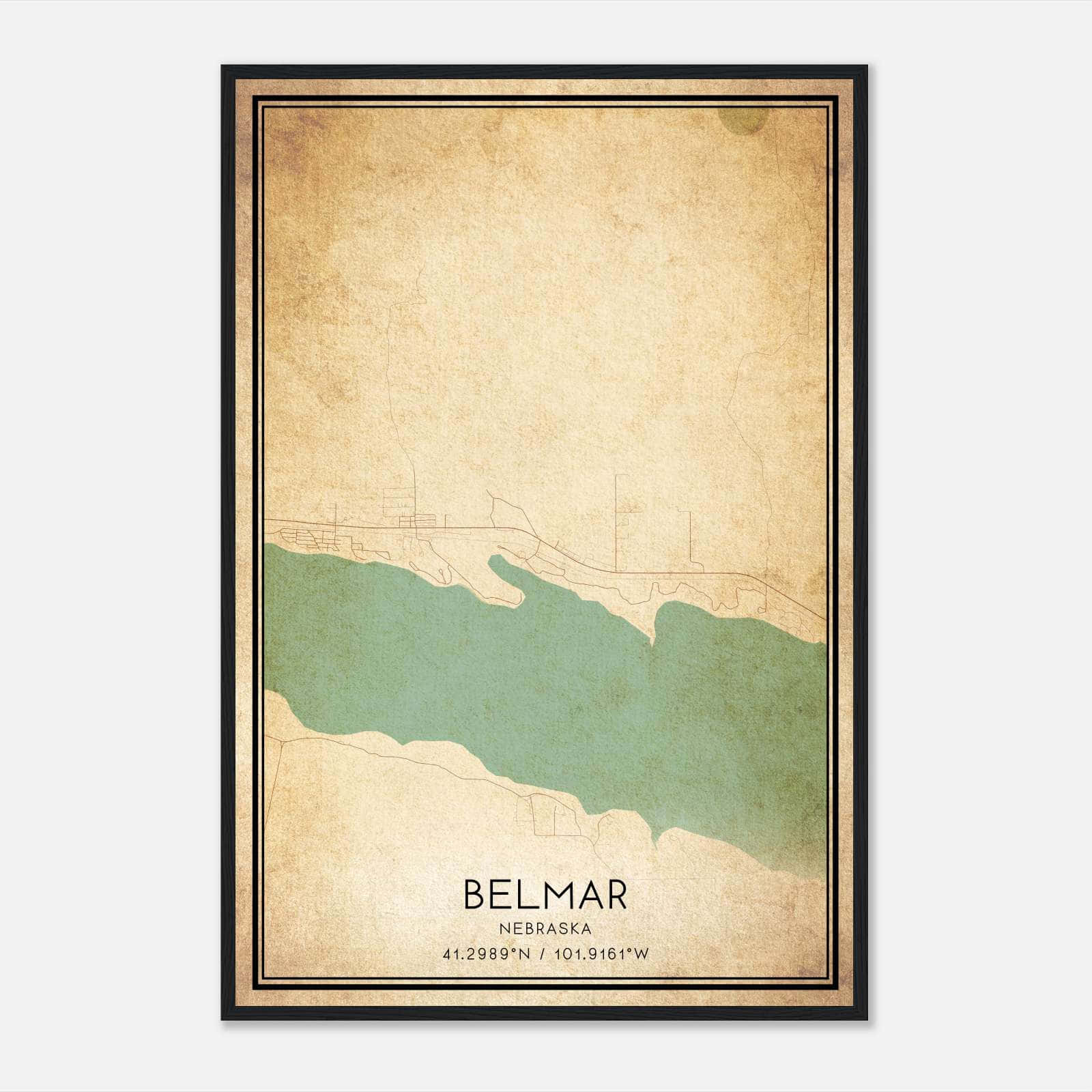 Vintage Belmar Nebraska Map Poster, Belmar NE City Road Wall Art Print Vintage Belmar Nebraska Map Poster, Belmar NE City Road Wall Art Print