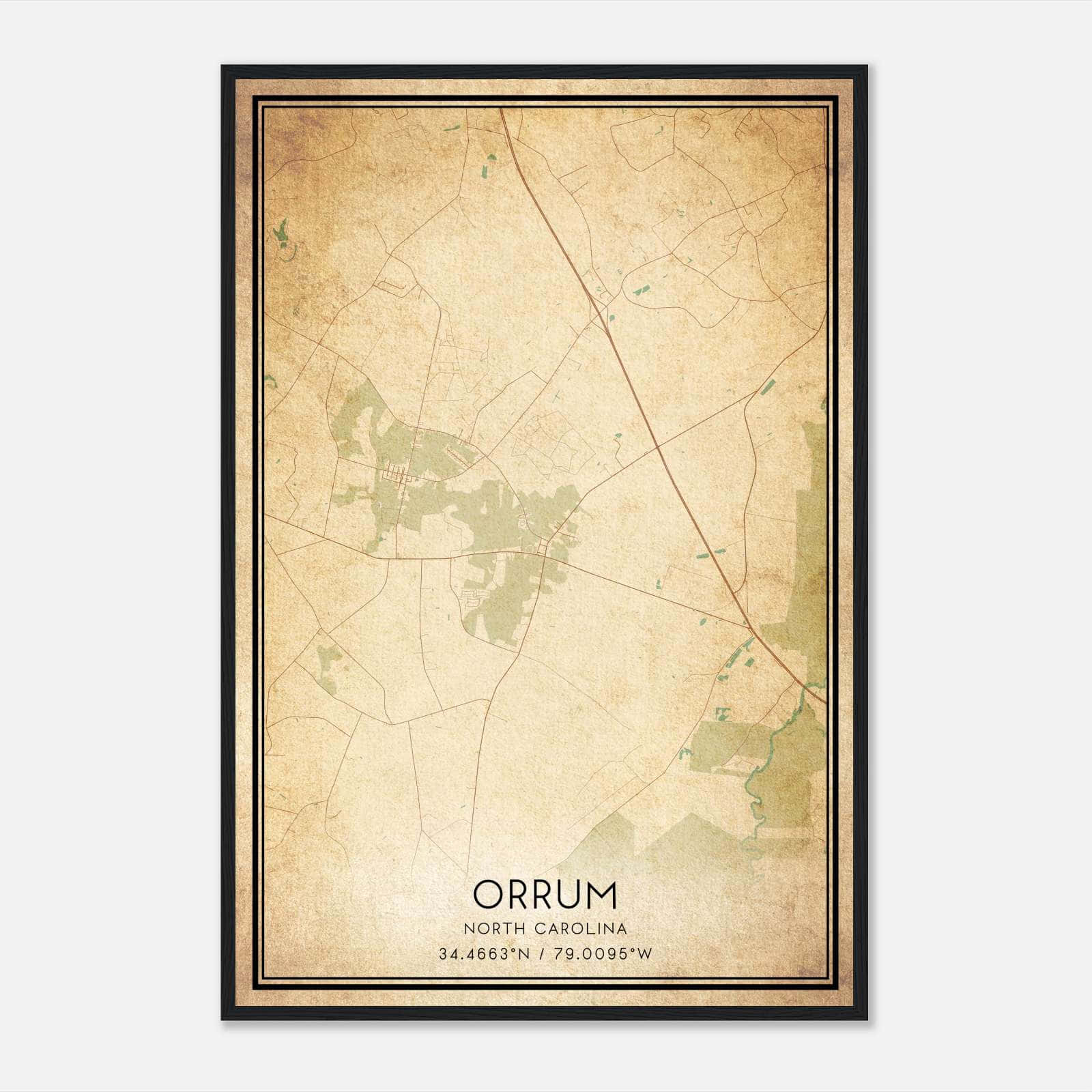 Vintage Orrum North Carolina Map Poster, Orrum NC City Road Wall Art Print Vintage Orrum North Carolina Map Poster, Orrum NC City Road Wall Art Print