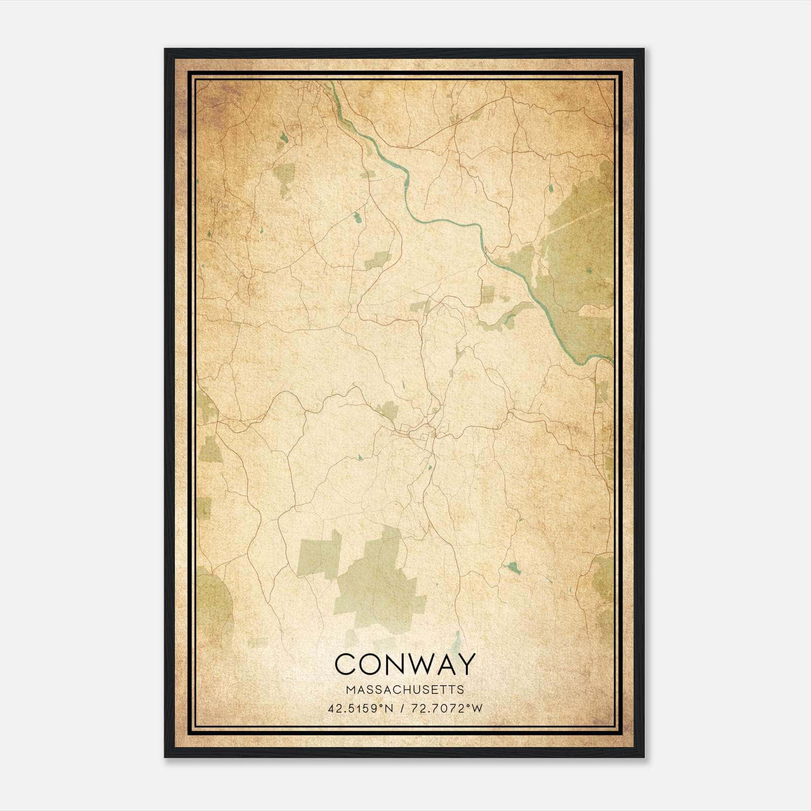 Vintage Conway Massachusetts Map Poster, Conway MA City Road Wall Art Print Vintage Conway Massachusetts Map Poster, Conway MA City Road Wall Art Print