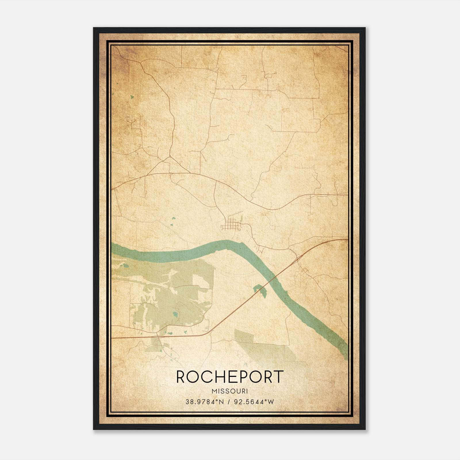 Vintage Rocheport Missouri Map Poster, Rocheport MO City Road Wall Art Print Vintage Rocheport Missouri Map Poster, Rocheport MO City Road Wall Art Print