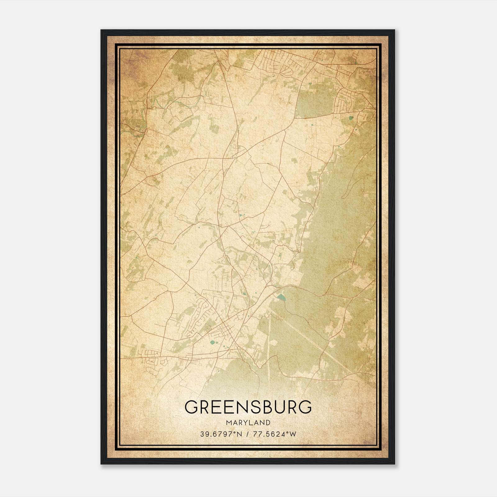 Vintage Greensburg Maryland Map Poster, Greensburg MD City Road Wall Art Print Vintage Greensburg Maryland Map Poster, Greensburg MD City Road Wall Art Print