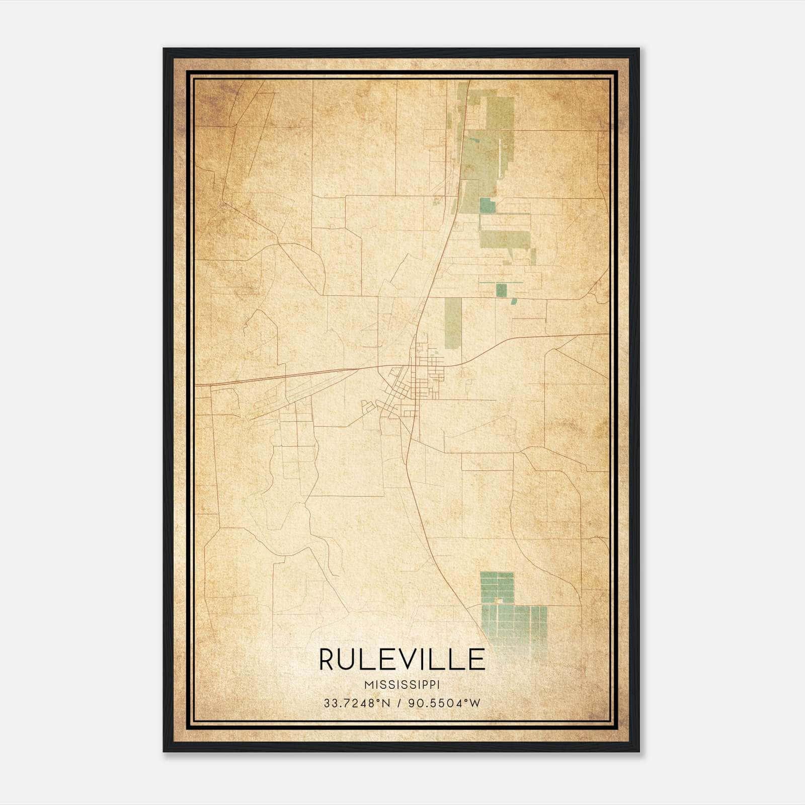 Vintage Ruleville Mississippi Map Poster, Ruleville MS City Road Wall Art Print Vintage Ruleville Mississippi Map Poster, Ruleville MS City Road Wall Art Print
