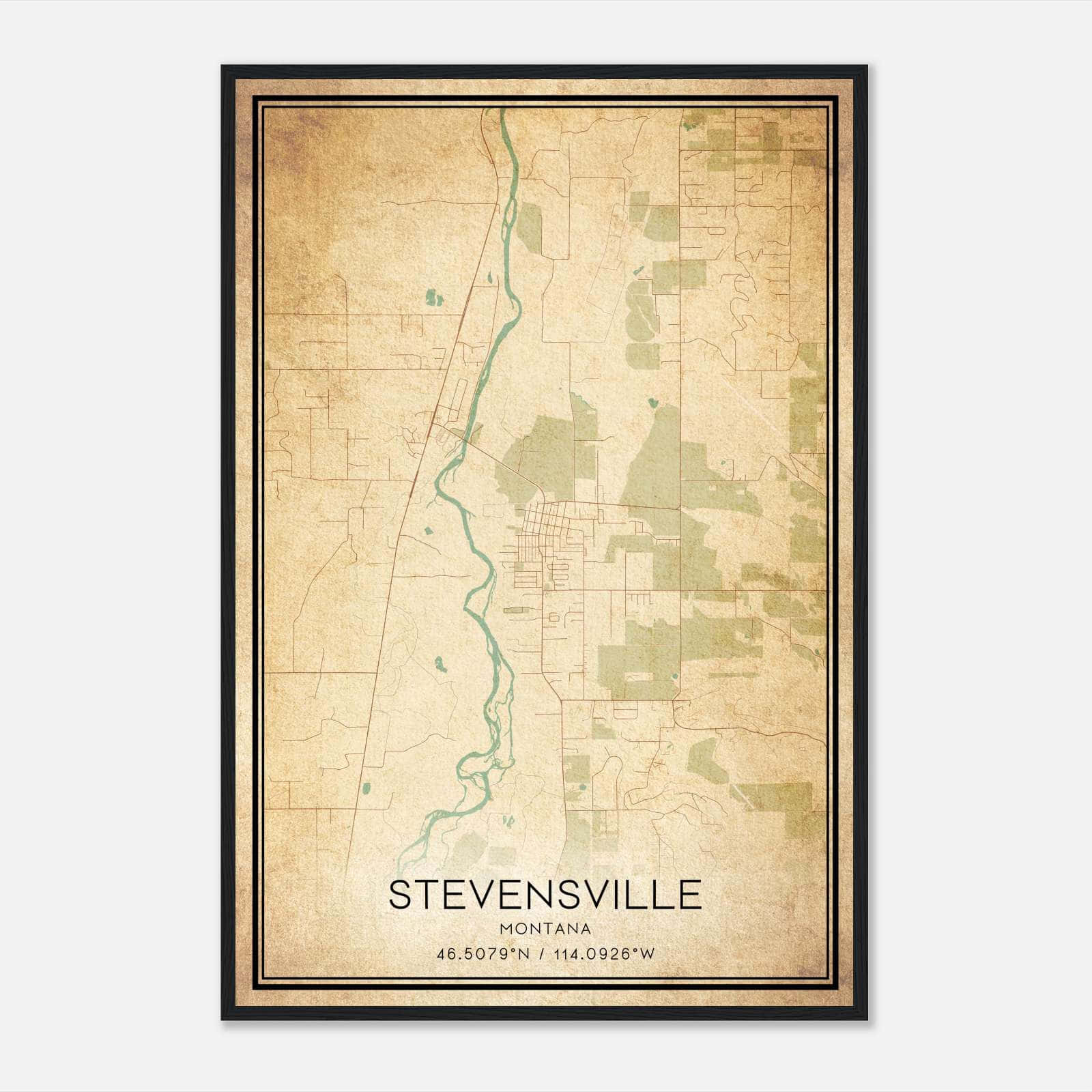Vintage Stevensville Montana Map Poster, Stevensville MT City Road Wall Art Print Vintage Stevensville Montana Map Poster, Stevensville MT City Road Wall Art Print