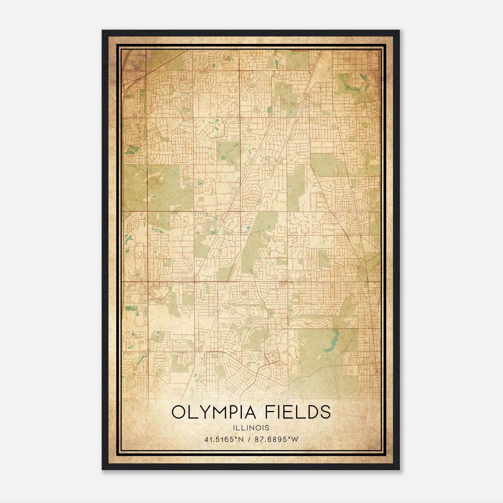 Vintage Olympia Fields Illinois Map Poster, Olympia Fields IL City Road Wall Art Print Vintage Olympia Fields Illinois Map Poster, Olympia Fields IL City Road Wall Art Print