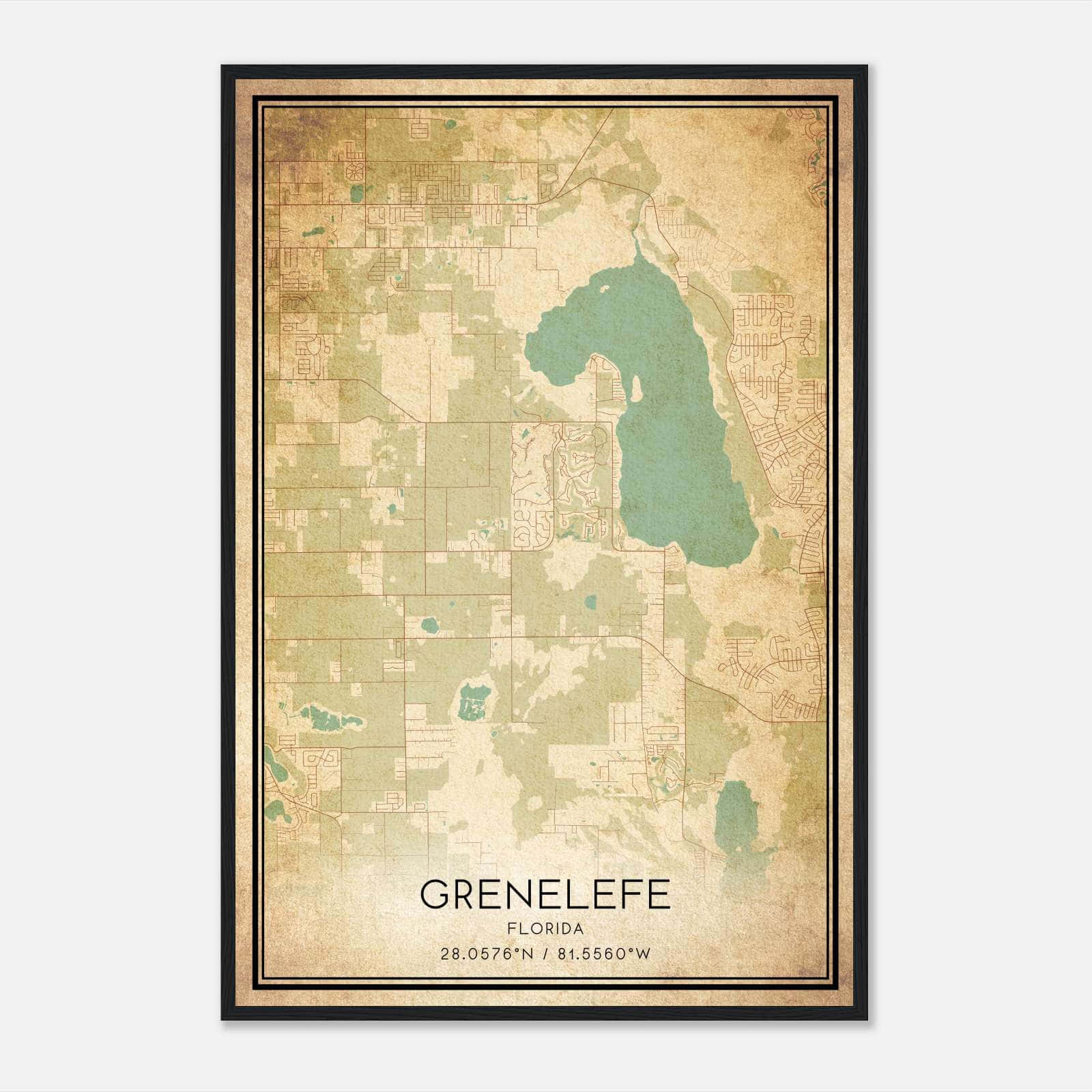 Vintage Grenelefe Florida Map Poster, Grenelefe FL City Road Wall Art Print Vintage Grenelefe Florida Map Poster, Grenelefe FL City Road Wall Art Print